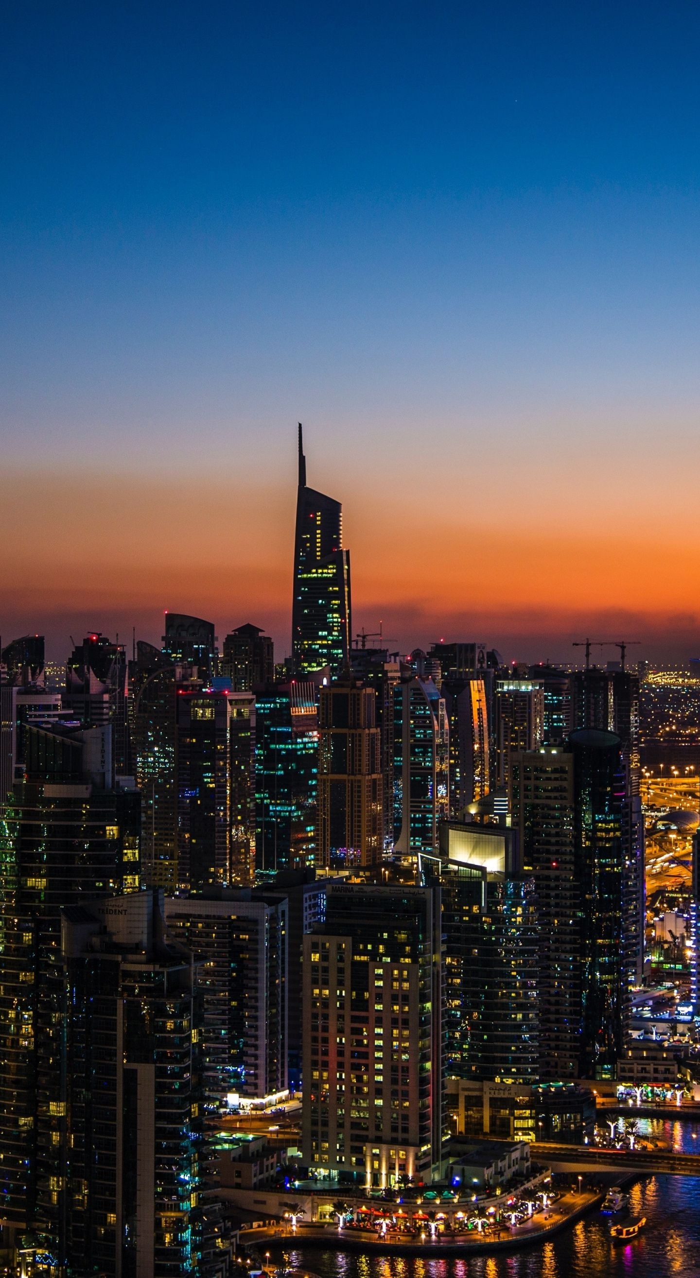 Dubai Skyline, Night cityscape, Urban landscape, Photography, 1440x2630 HD Phone