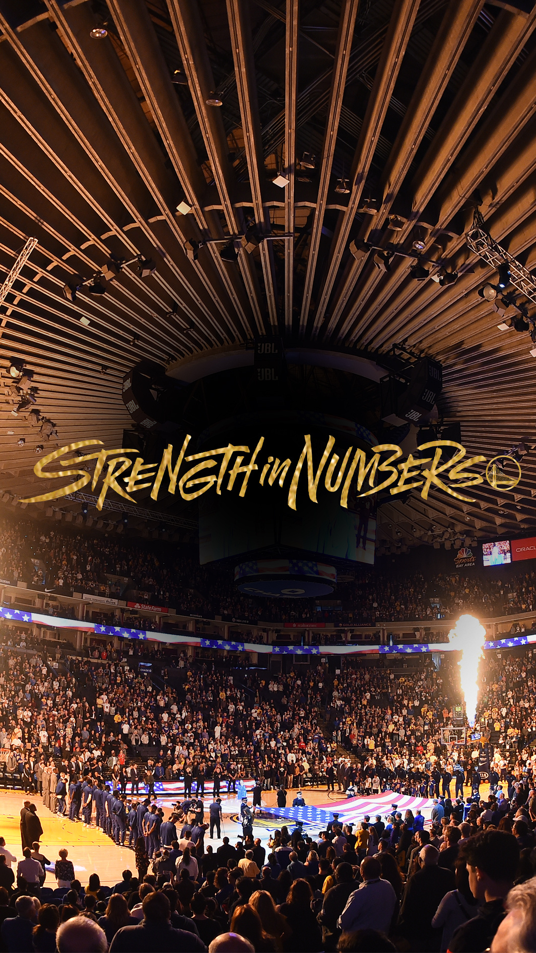 Golden State Warriors: "Strength in Numbers" campaign emphasizes the team's depth and unselfish play. 1080x1920 Full HD Wallpaper.