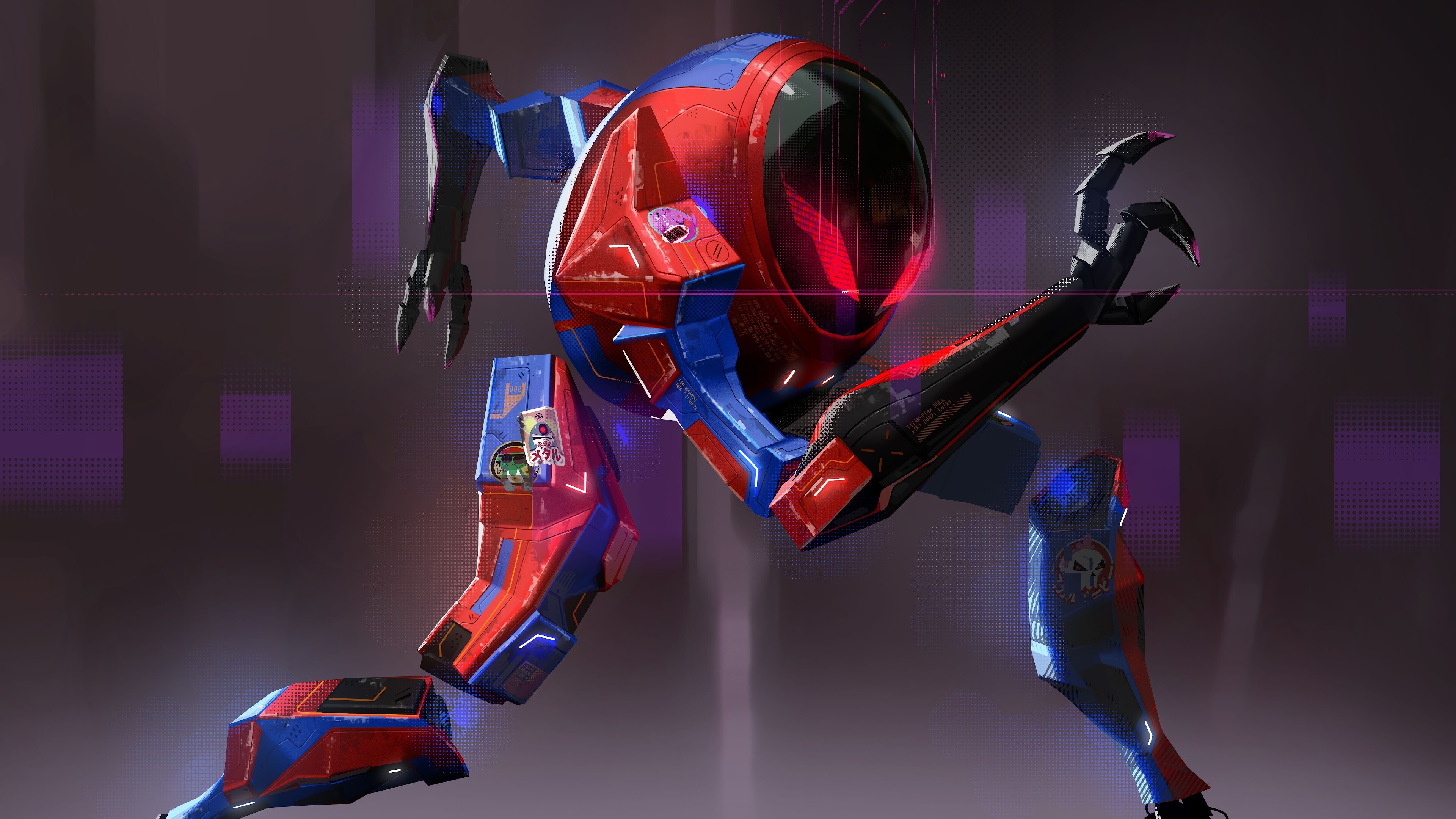 Spider-Man: Into the Spider-Verse: Sp//dr suit, Earth-TRN704, Animated film. 3840x2160 4K Background.