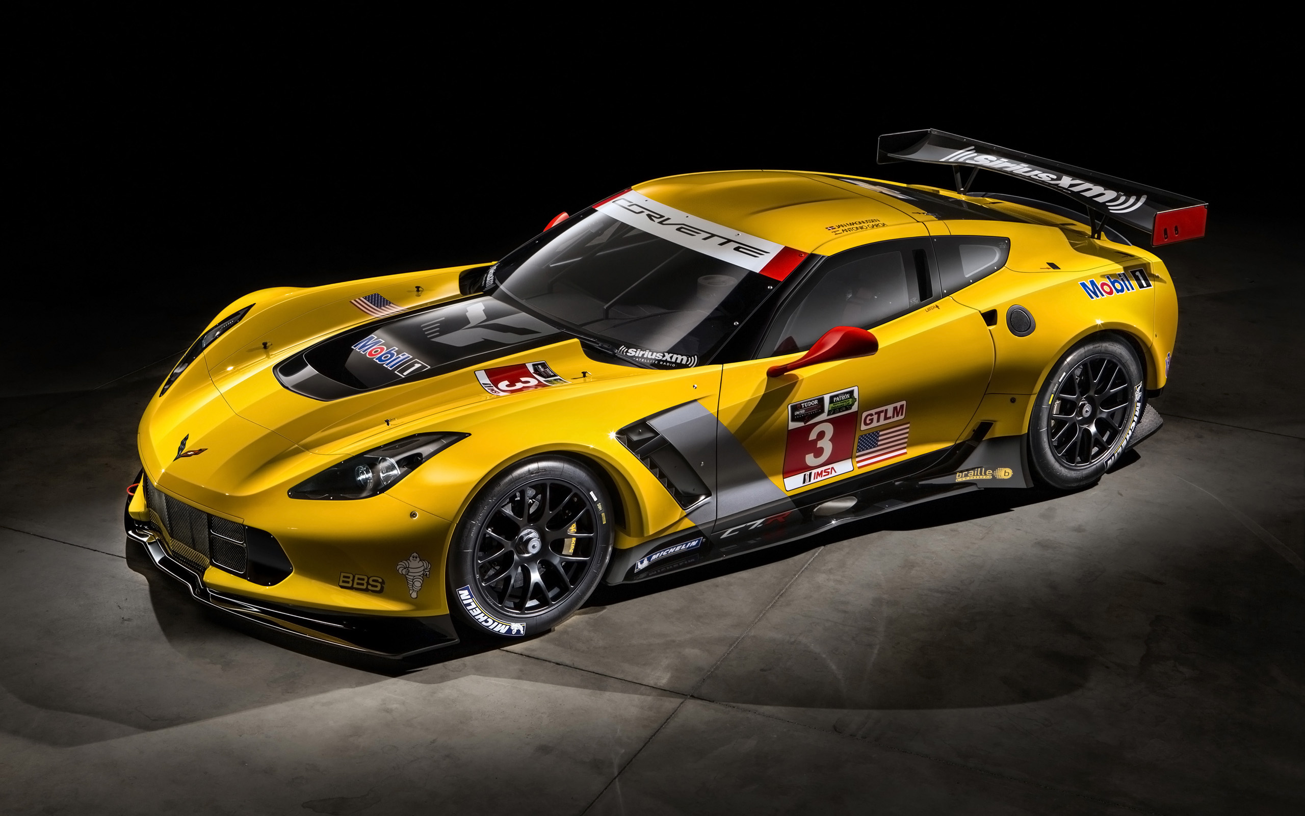 Corvette: Chevrolet C7.R supercar, A racing-only supercharged vehicle, The IMSA SportsCar Championship GT Le Mans. 2560x1600 HD Background.