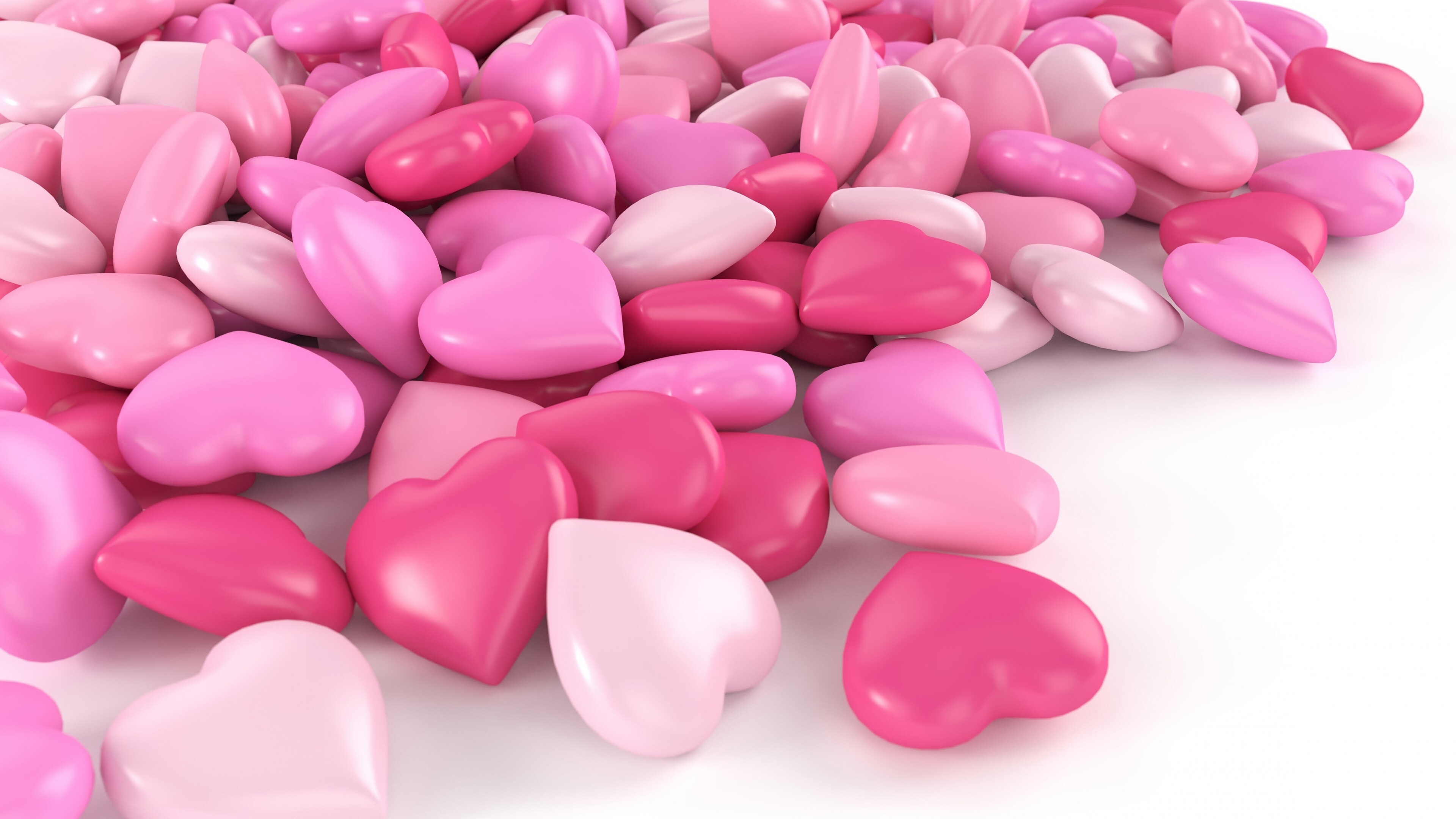 Sweets: Heart-shaped candies, Jawbreakers. 3840x2160 4K Wallpaper.