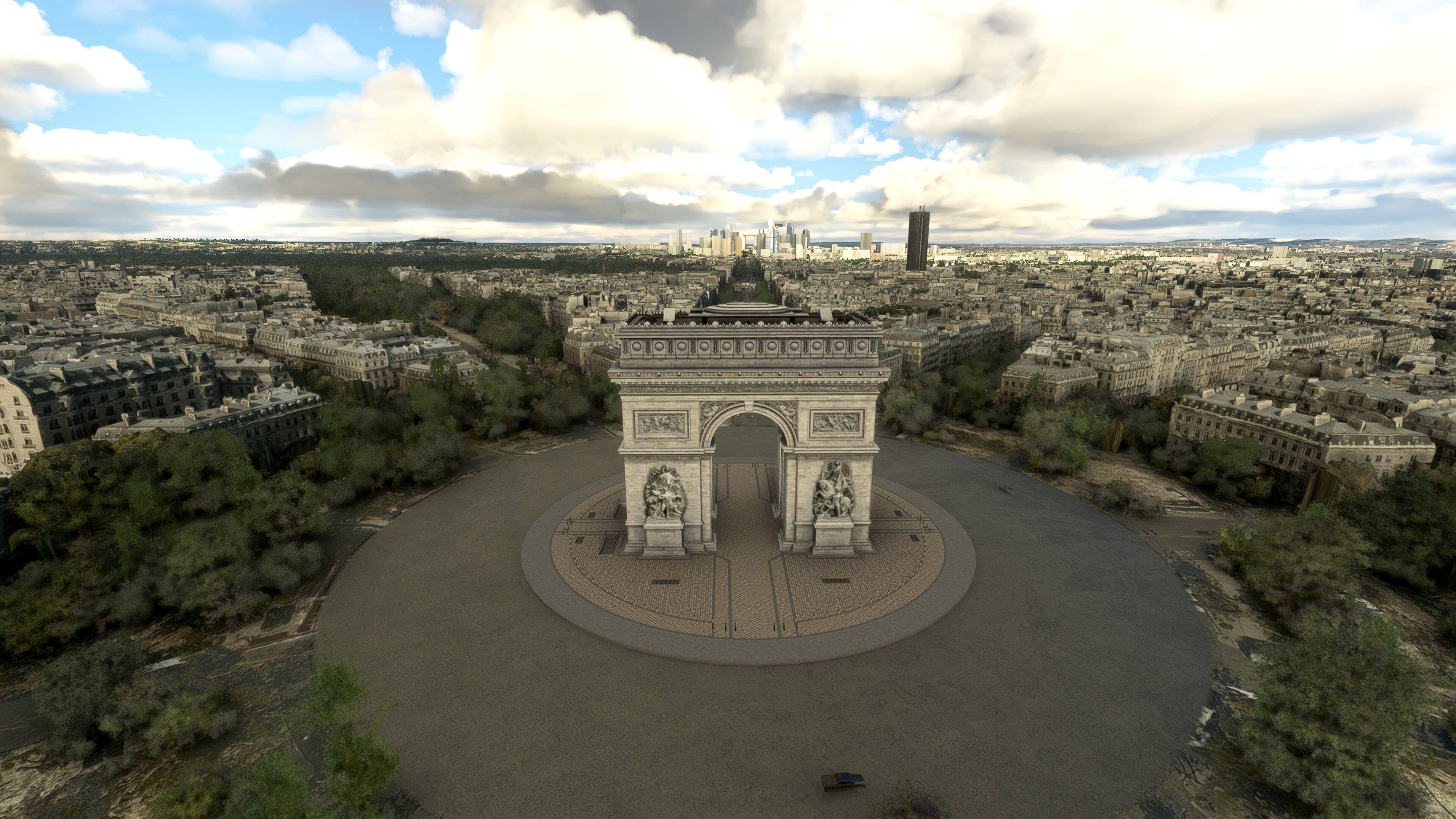 Arc de Triomphe, Microsoft Flight Simulator, Virtual travel, In-game landmark, 3840x2160 4K Desktop