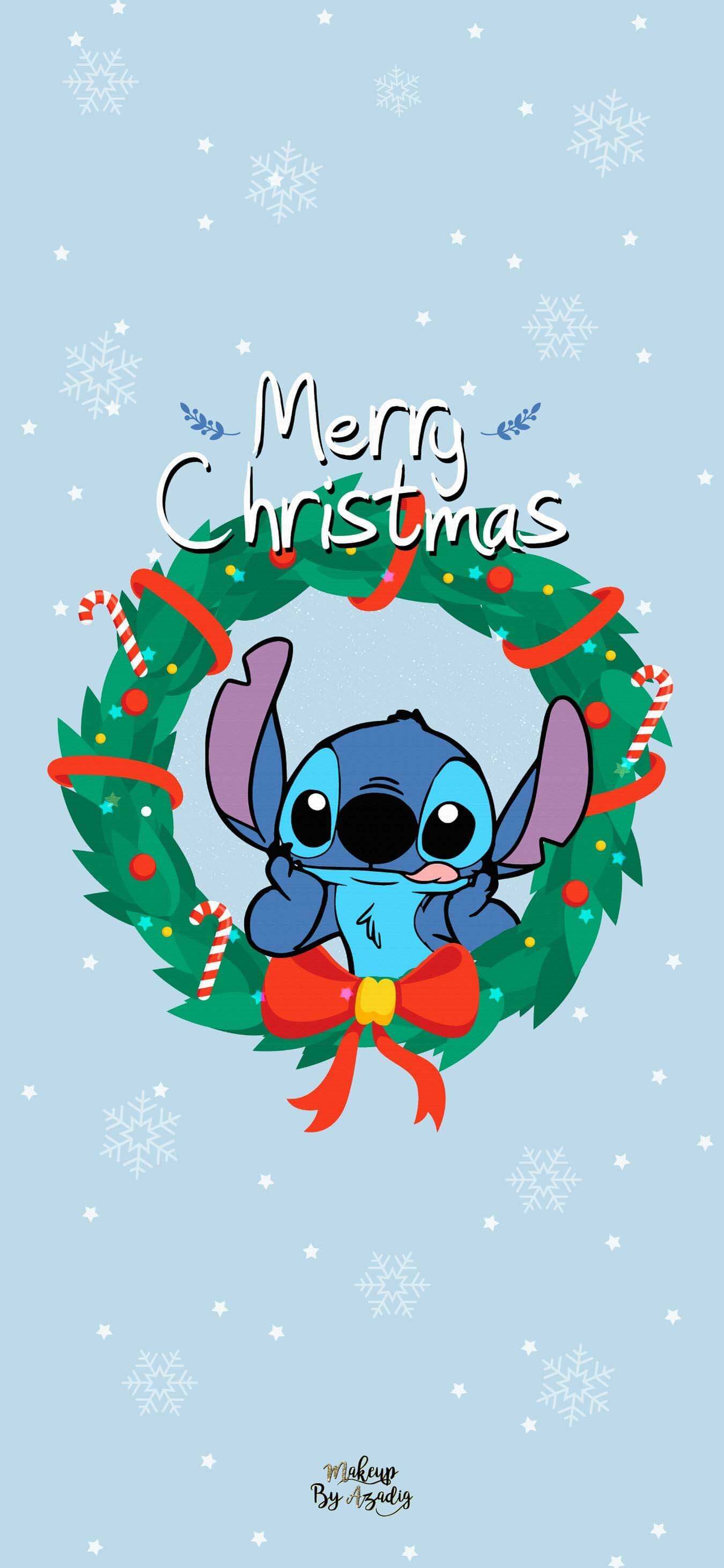 Lilo and Stitch: An artificial extraterrestrial creature originally named Experiment 626, Merry Christmas. 1350x2930 HD Background.