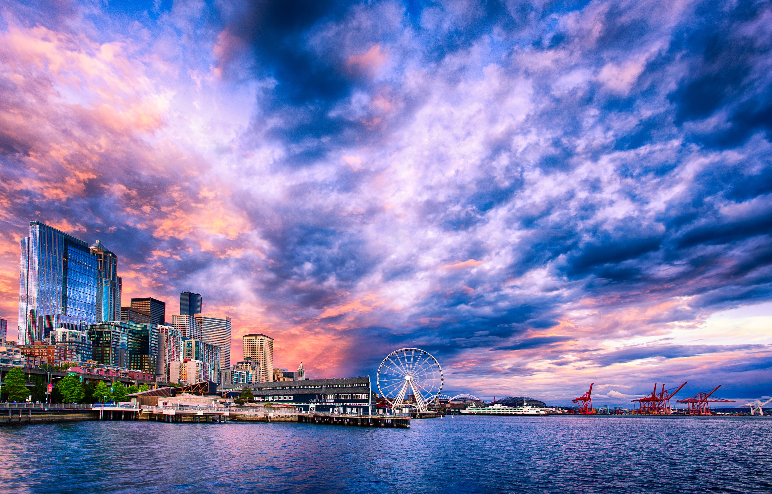 Seattle, Sunset on the waterfront, Desktop wallpaper delight, Scenic beauty, 2500x1600 HD Desktop