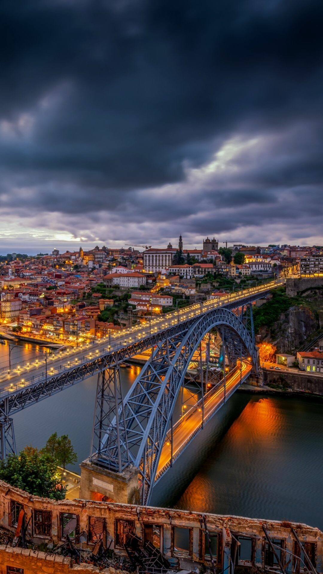 Portugal: Porto, To the country's north and east is Spain, Urban landscape. 1080x1920 Full HD Background.