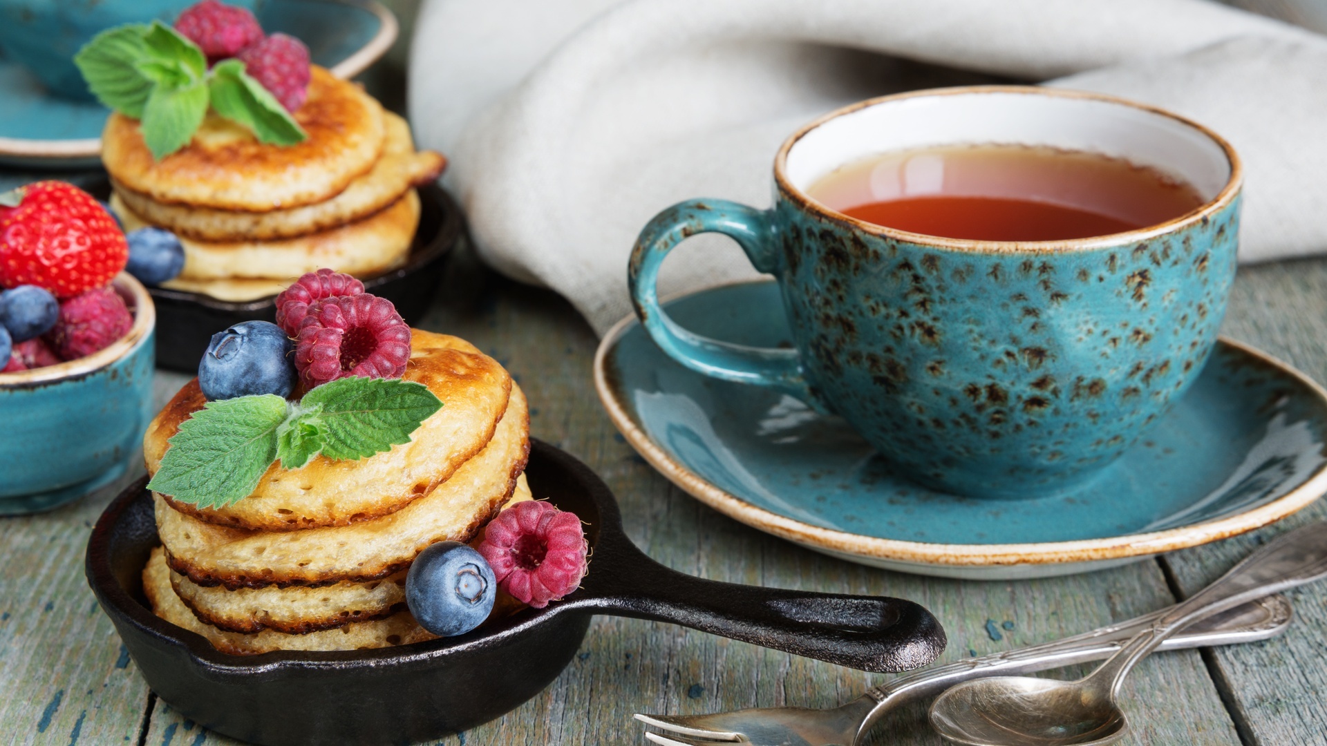 Tea: Breakfast, Drink, Pancakes. 1920x1080 Full HD Wallpaper.