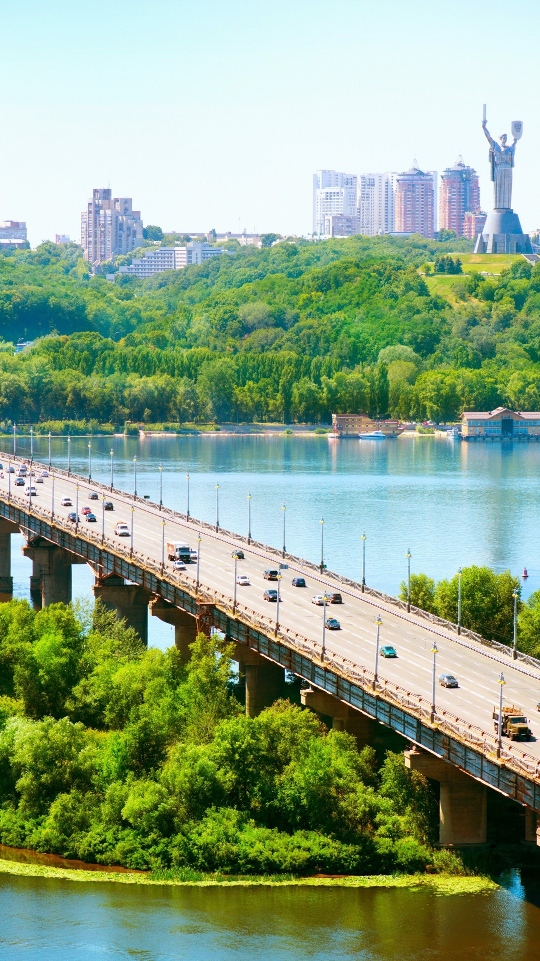 Ukraine bridge cityscape, River buildings, Urban beauty, Architectural marvels, 1080x1920 Full HD Phone