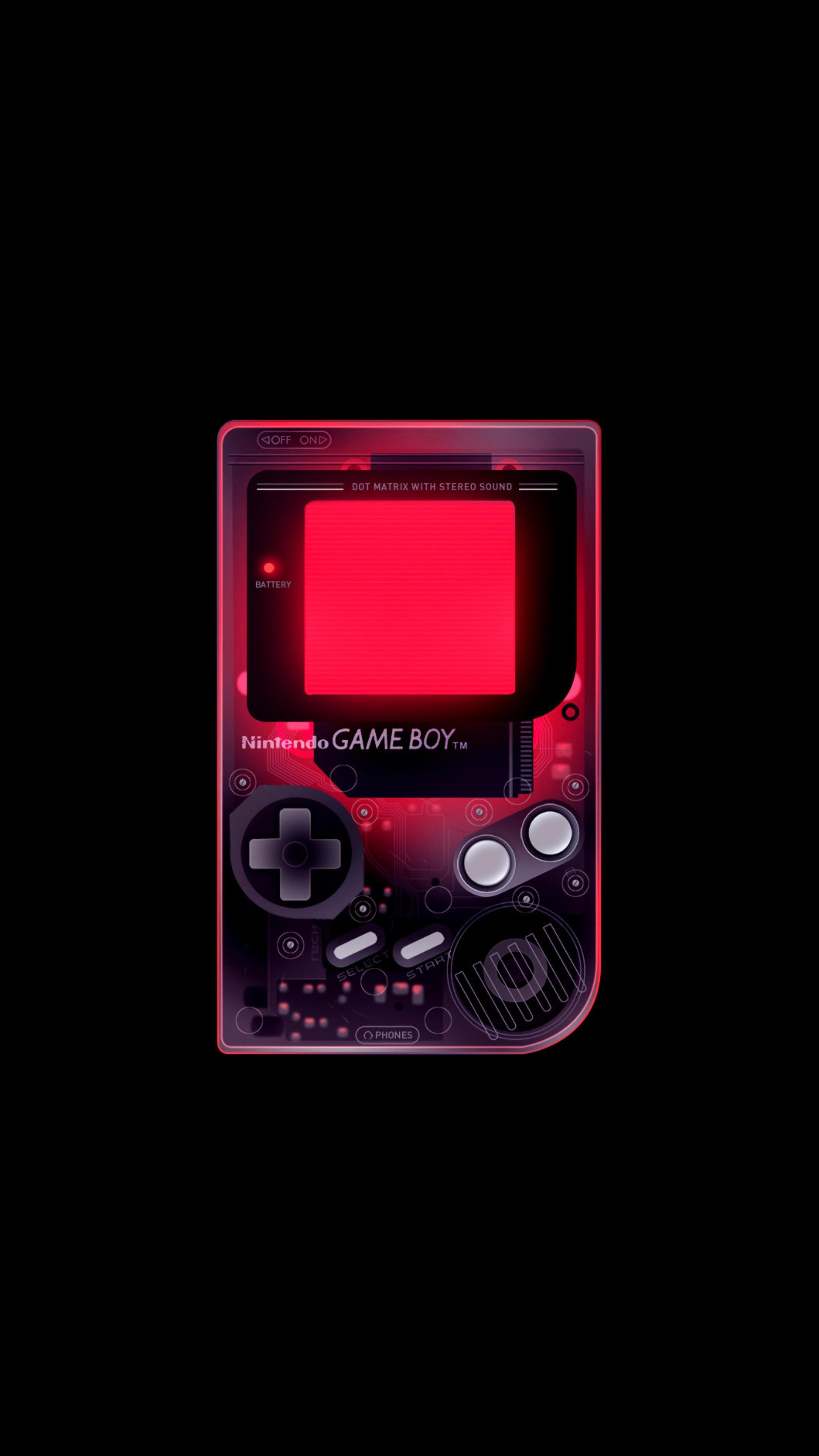 Nintendo: A portable handheld console released initially in 1989, Neon. 2160x3840 4K Wallpaper.