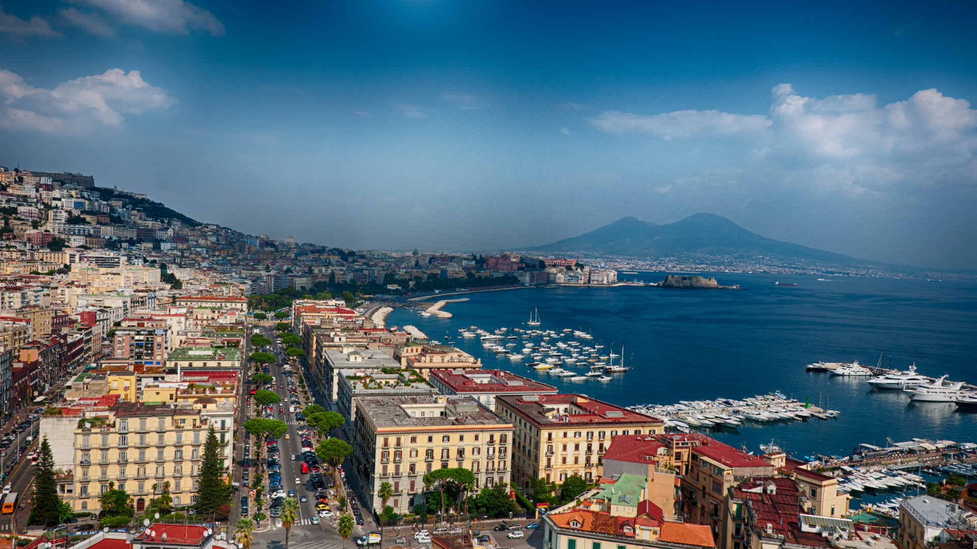 Coastal street, Picturesque Naples, Italian charm, Traveller's paradise, 1920x1080 Full HD Desktop