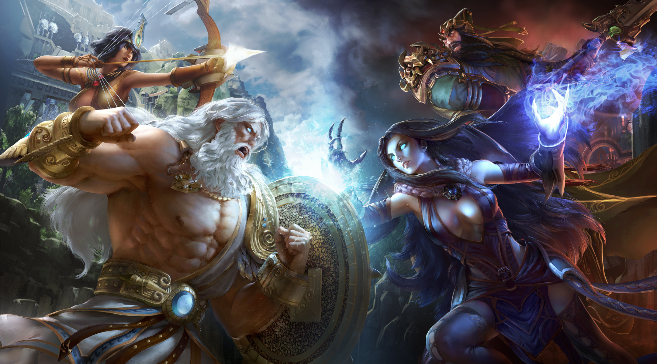 Zeus: Smite, A 2014 free-to-play, third-person multiplayer online battle arena video game. 2170x1200 HD Wallpaper.