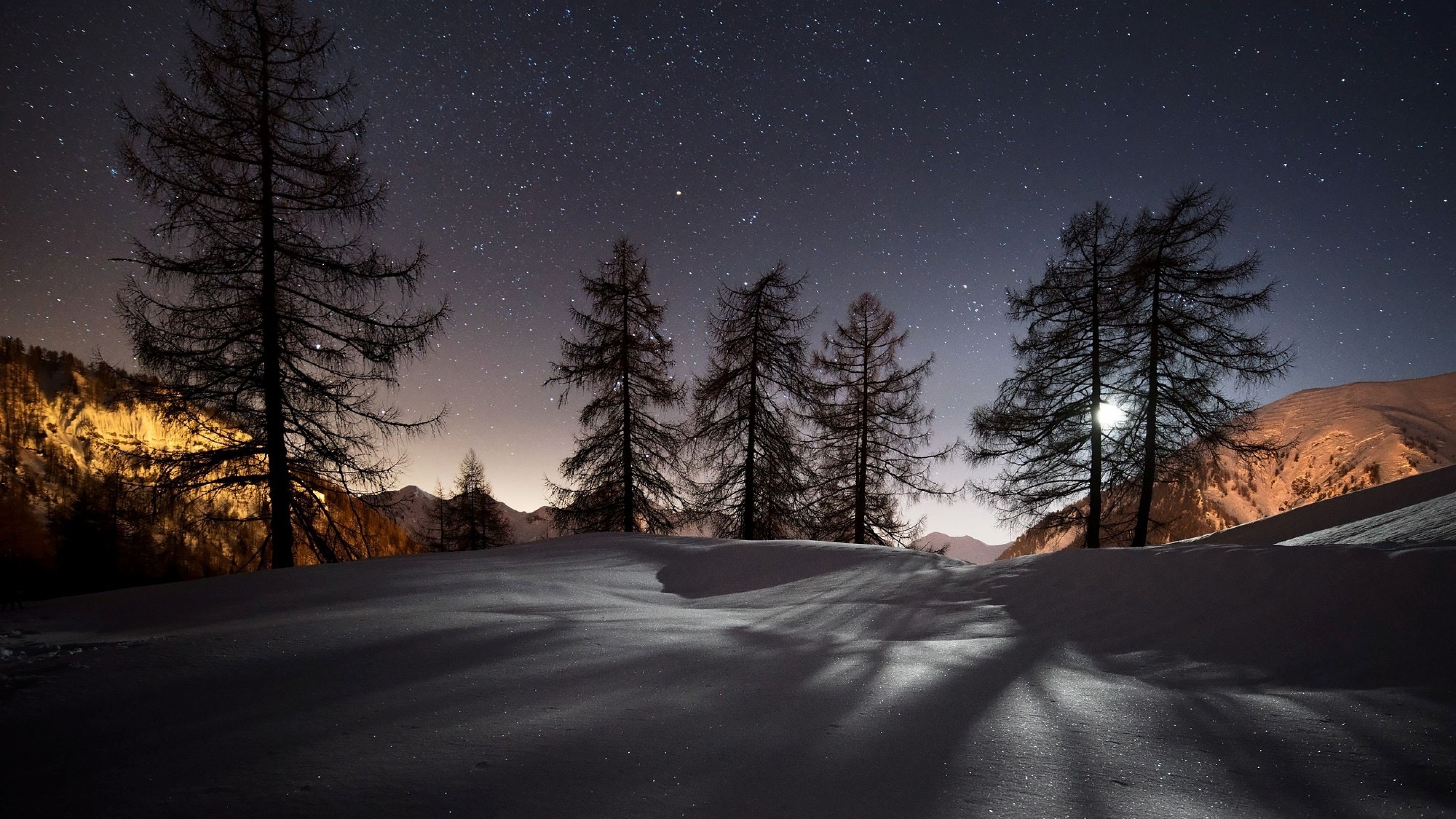 Geography travels, Night landscape, Winter wallpaper, Serene beauty, 3840x2160 4K Desktop