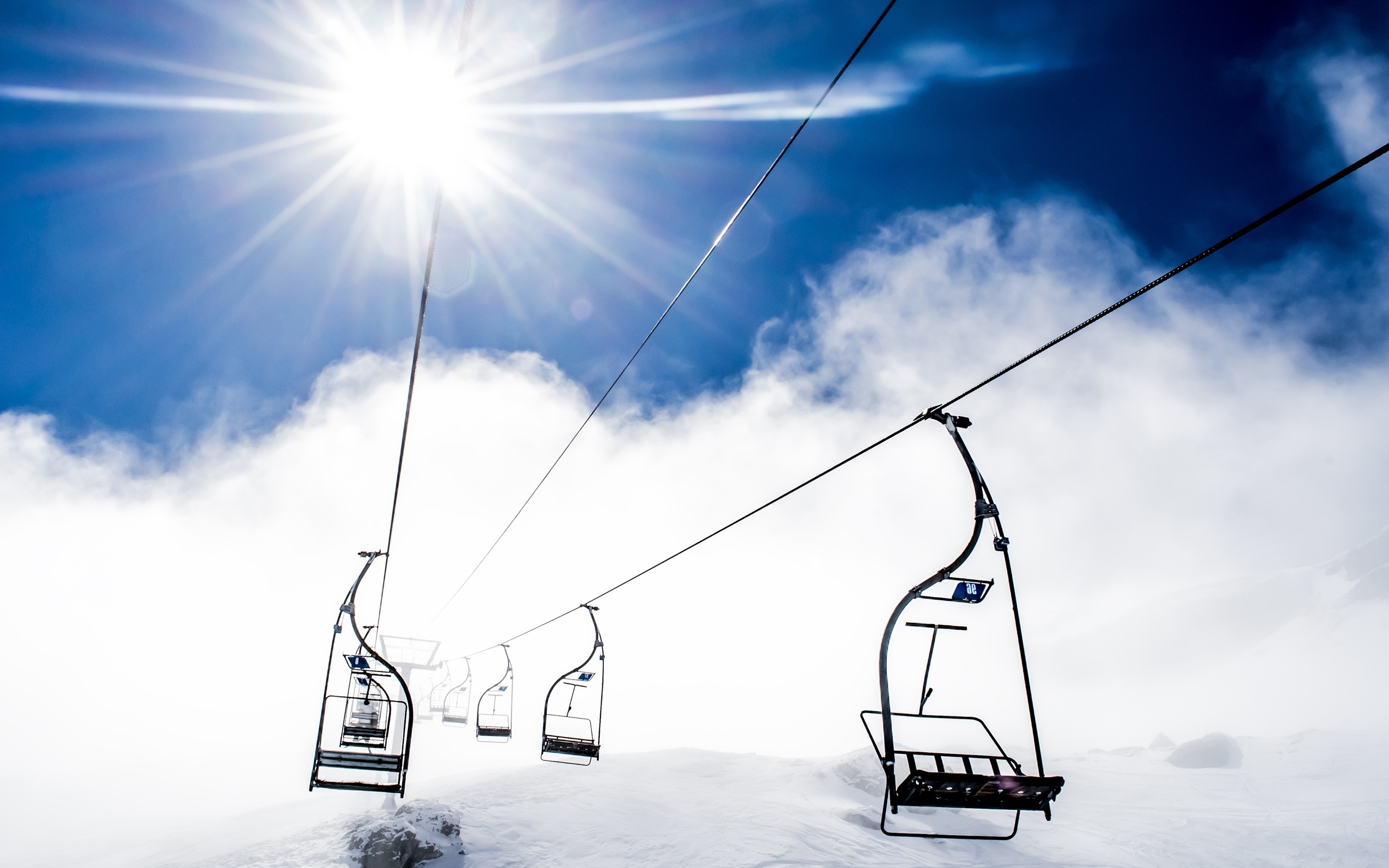 Ski Lift, Sunlit ski resort, Winter wonder, Alpine adventure, 2880x1800 HD Desktop
