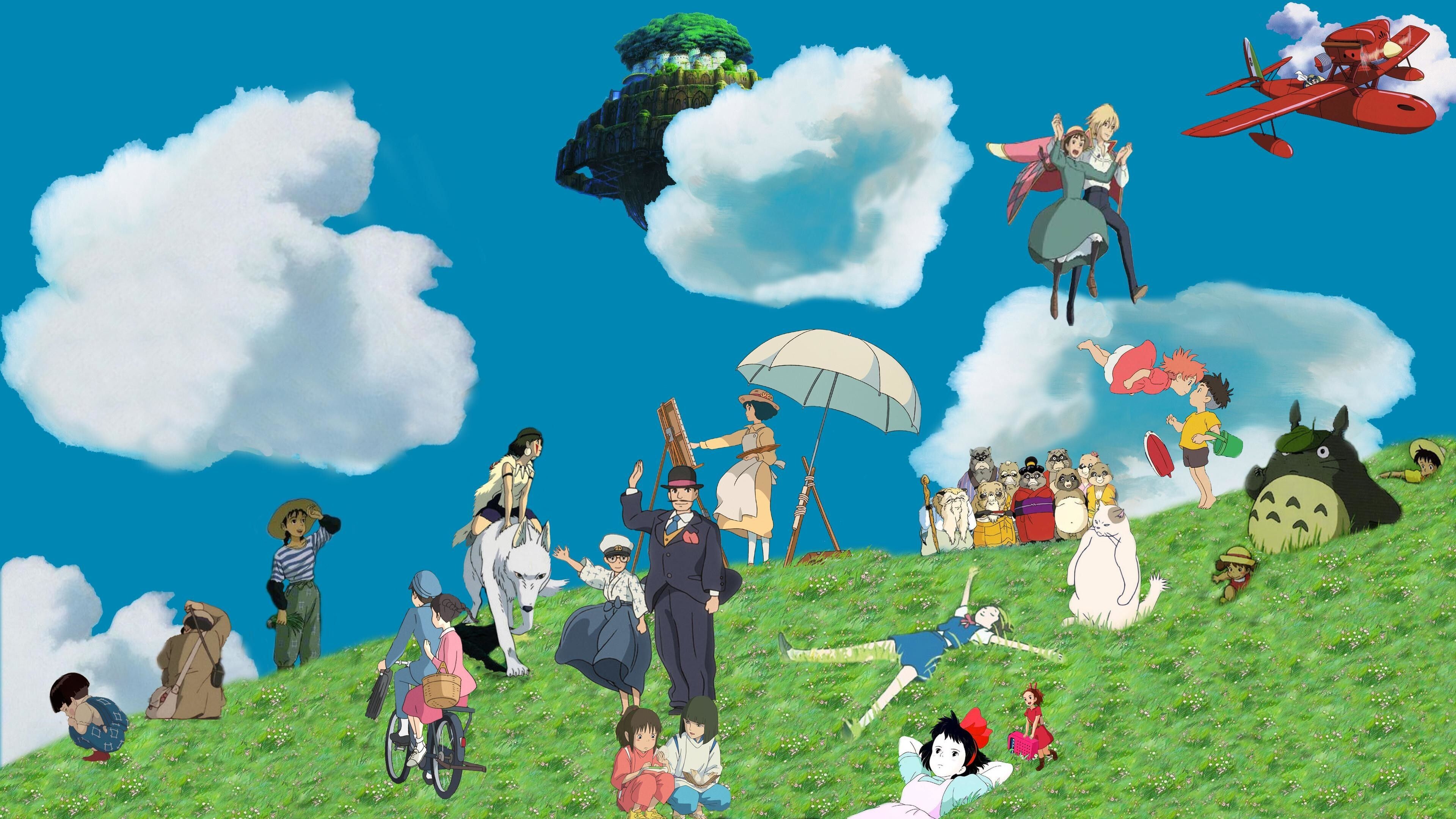 Studio Ghibli: Animated feature films by a Japanese animation film studio headquartered in Koganei, Tokyo. 3840x2160 4K Background.