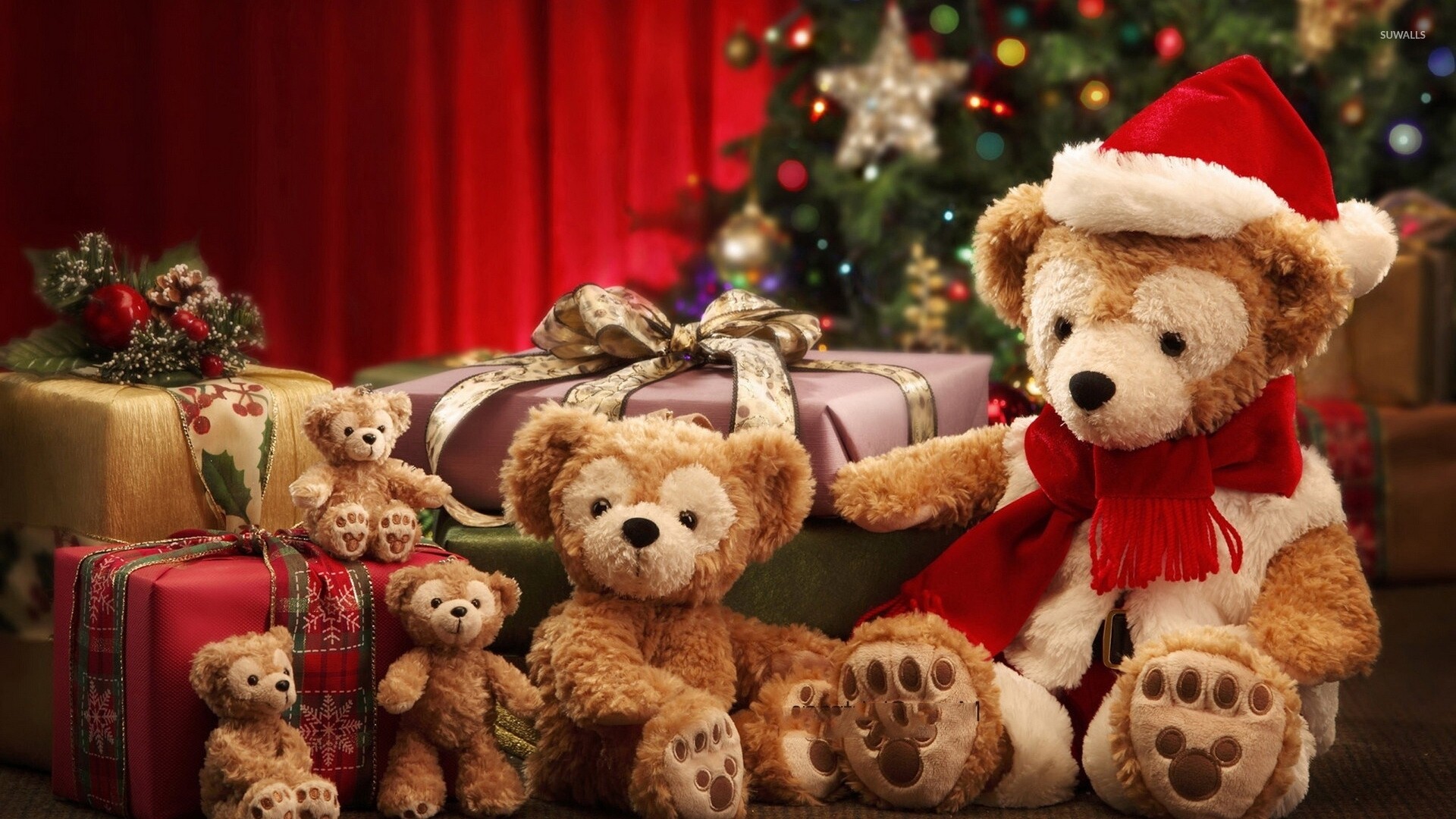 Teddy bears, Christmas gifts wallpaper, Holiday season, Festive surprises, 1920x1080 Full HD Desktop