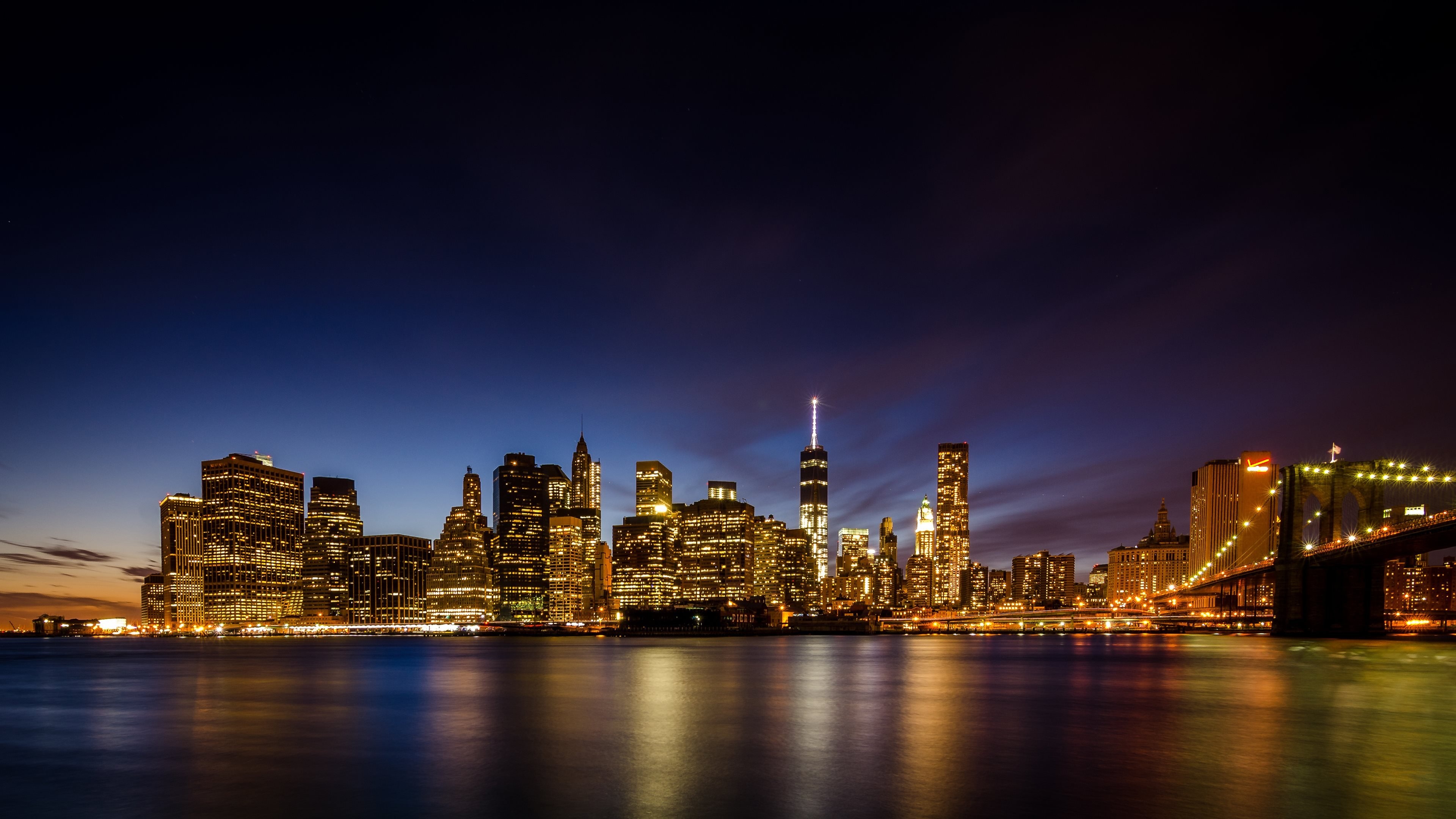 New York at Night, Skyscrapers at night, HD wallpapers, 3840x2160 4K Desktop