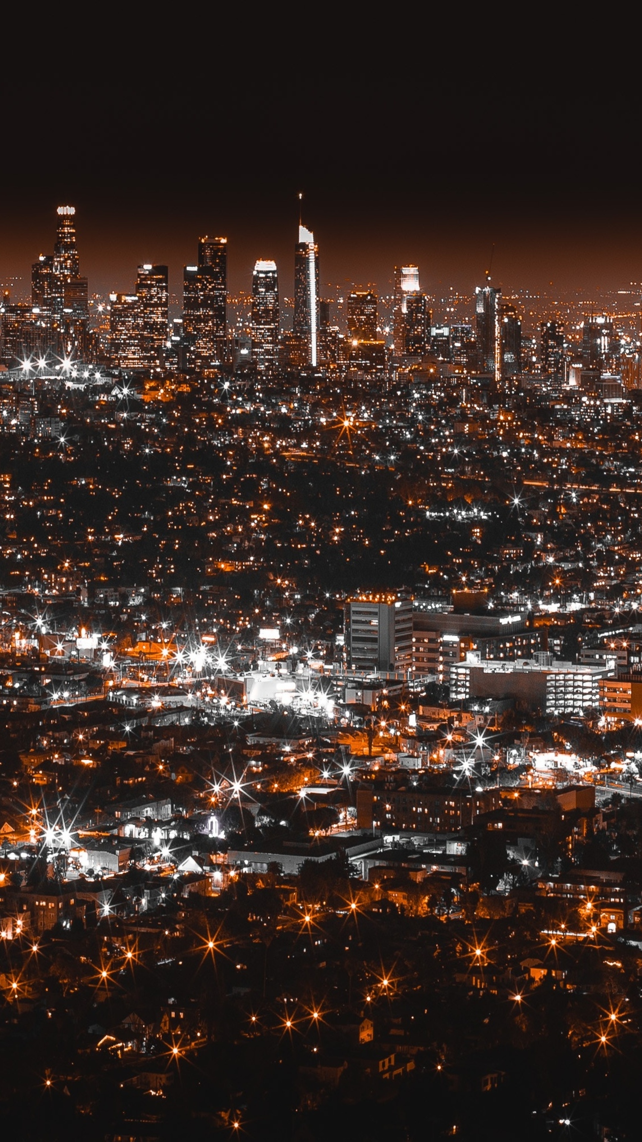Los Angeles: Night view, A sprawling Southern California city. 2160x3840 4K Wallpaper.