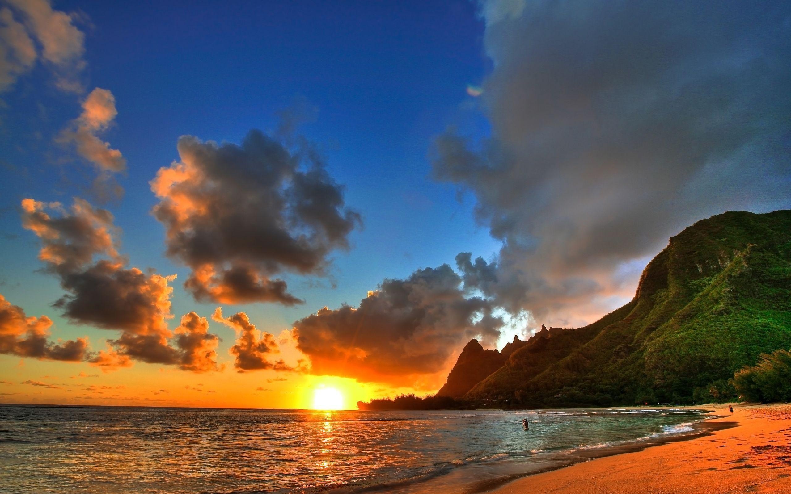 Hawaiian Sunset, Sun-kissed beaches, Serene beauty, Tropical getaway, 2560x1600 HD Desktop