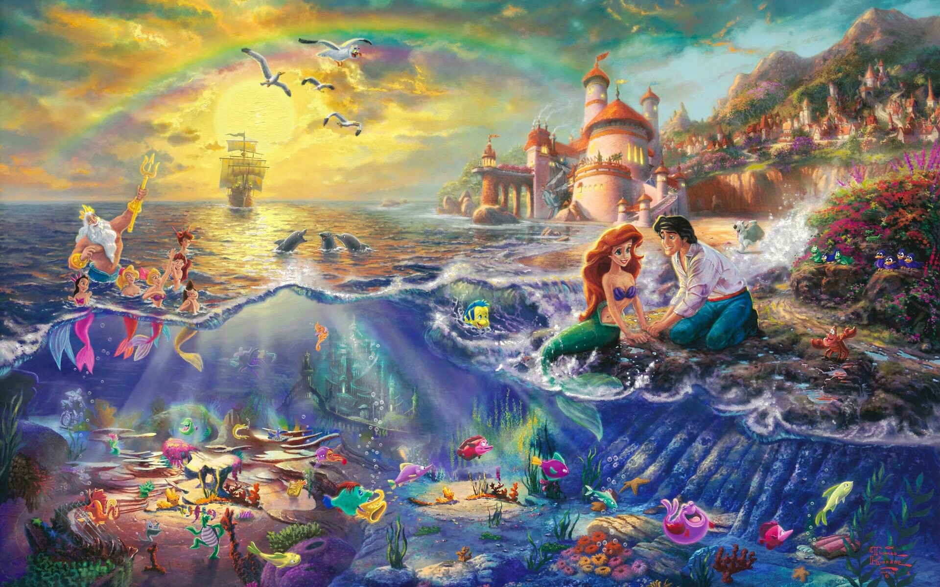 The Little Mermaid: The daughters of King Triton, Andrina, Ariel. 1920x1200 HD Background.