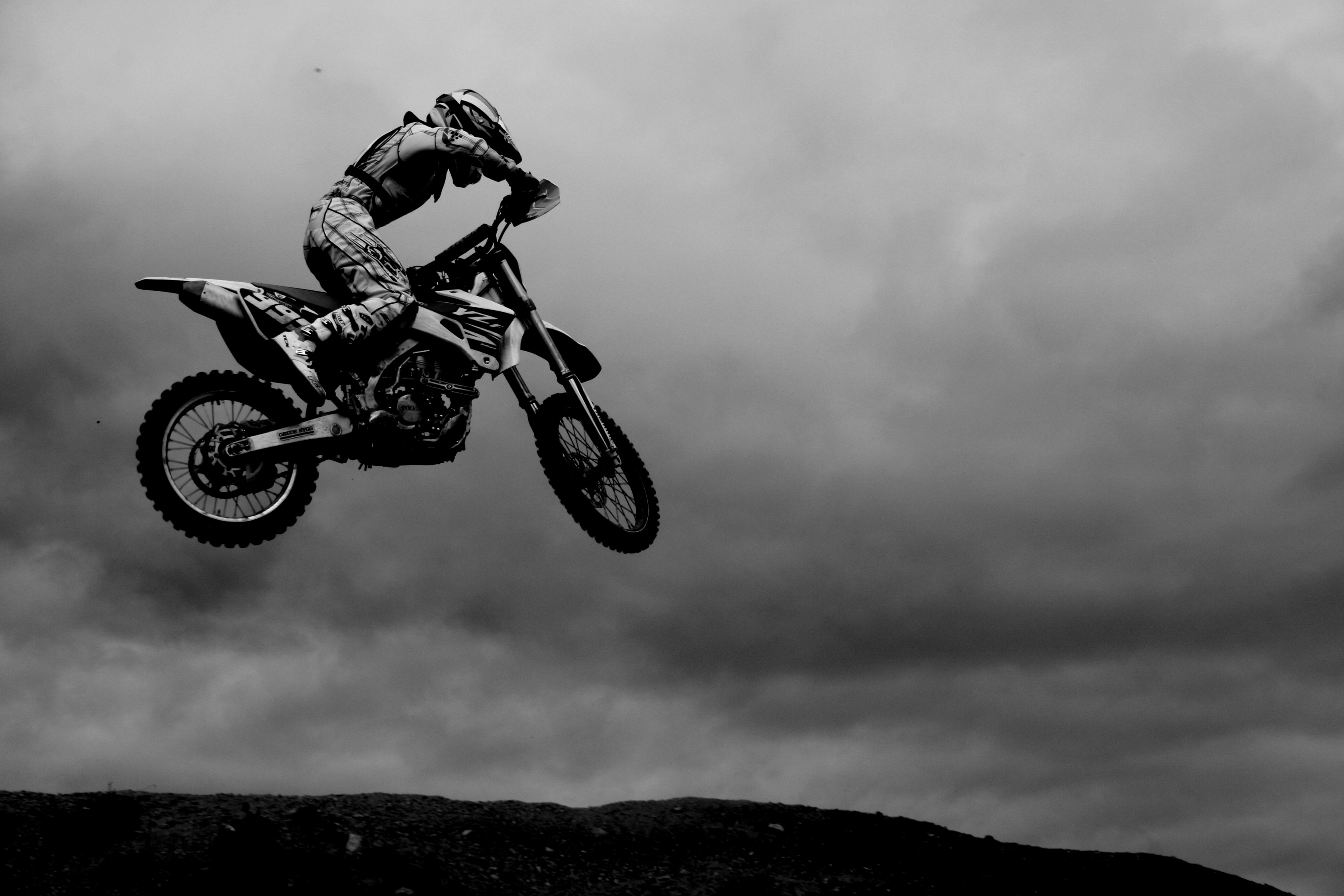 Motocross: Monochrome, First evolved in Britain from motorcycle trials competitions in 1909, Auto-Cycle Club. 3000x2000 HD Wallpaper.