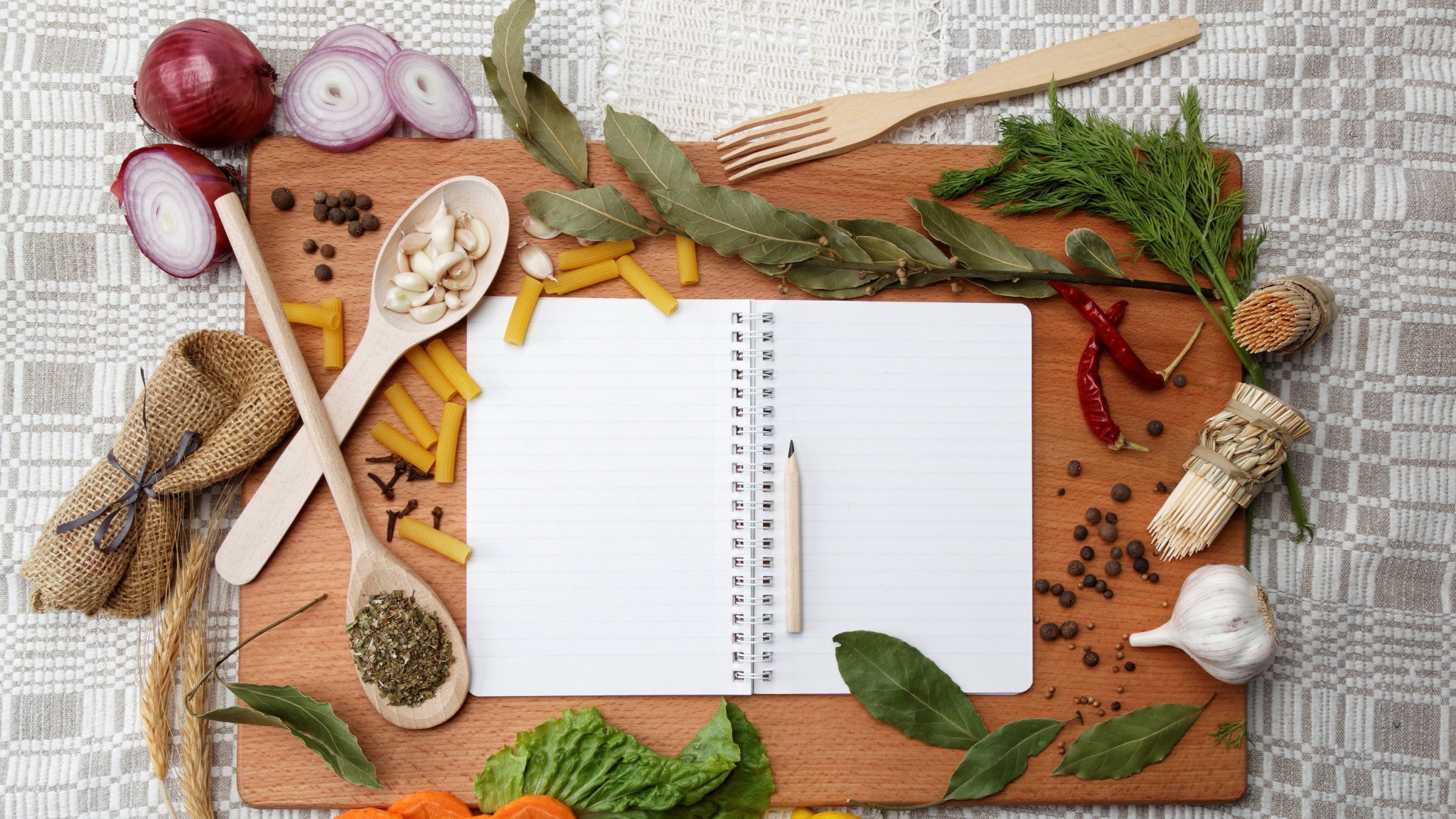 Recipe notebook, Essential spices, Culinary inspiration, Homemade goodness, 2050x1160 HD Desktop