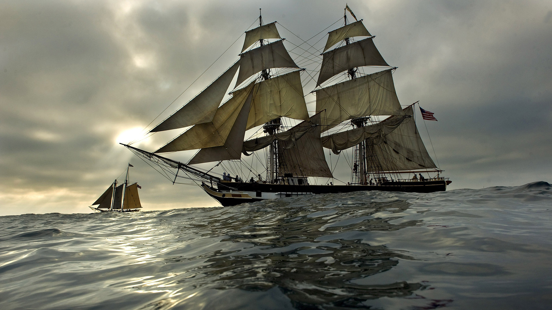 Schooner: Boats, Ocean, Sea, Sailing, Galleon, A ship with two masts. 1920x1080 Full HD Wallpaper.