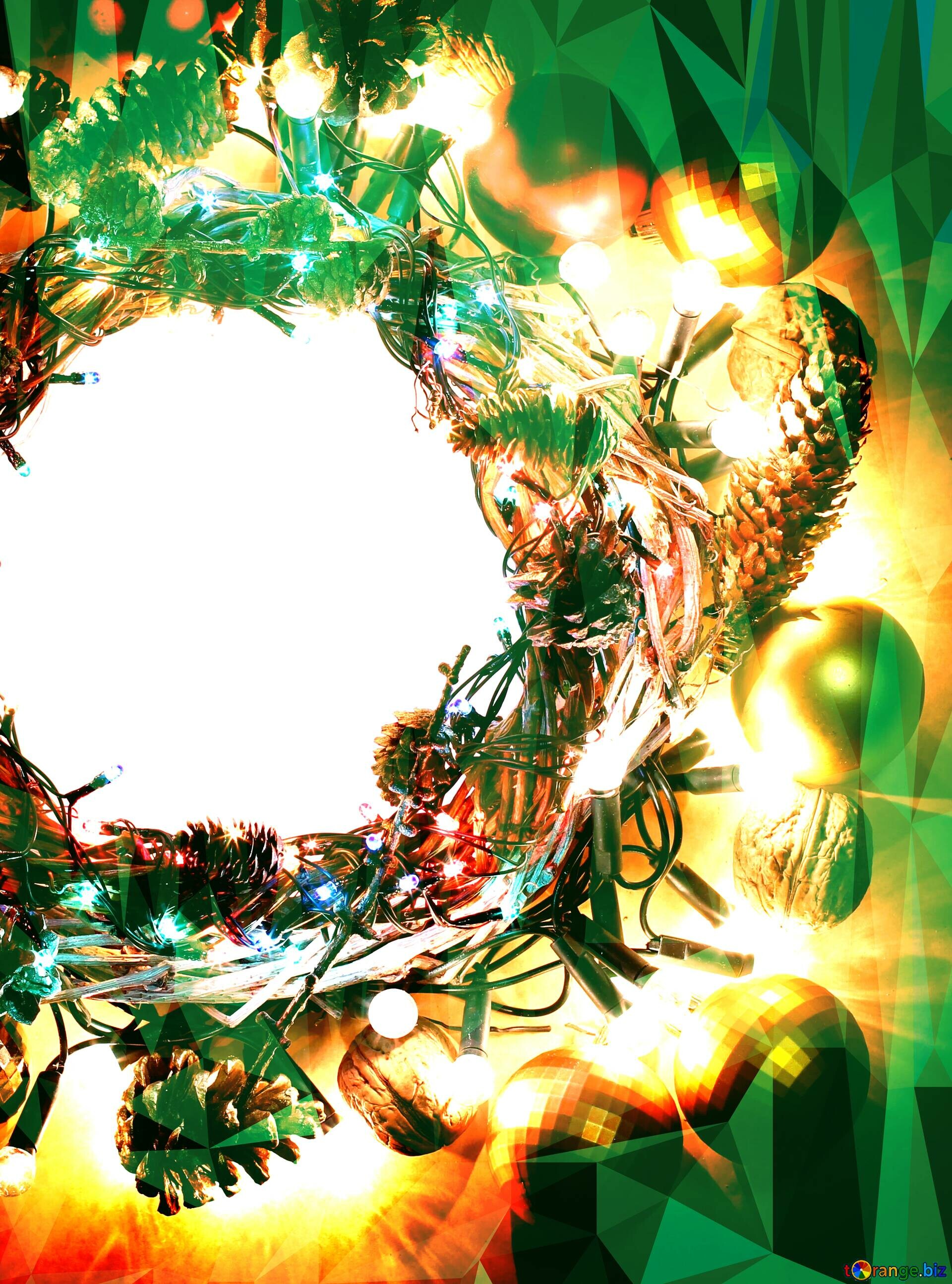 Christmas wreath polygonal, Abstract geometrical background, Creative design, Festive image, 1920x2590 HD Phone