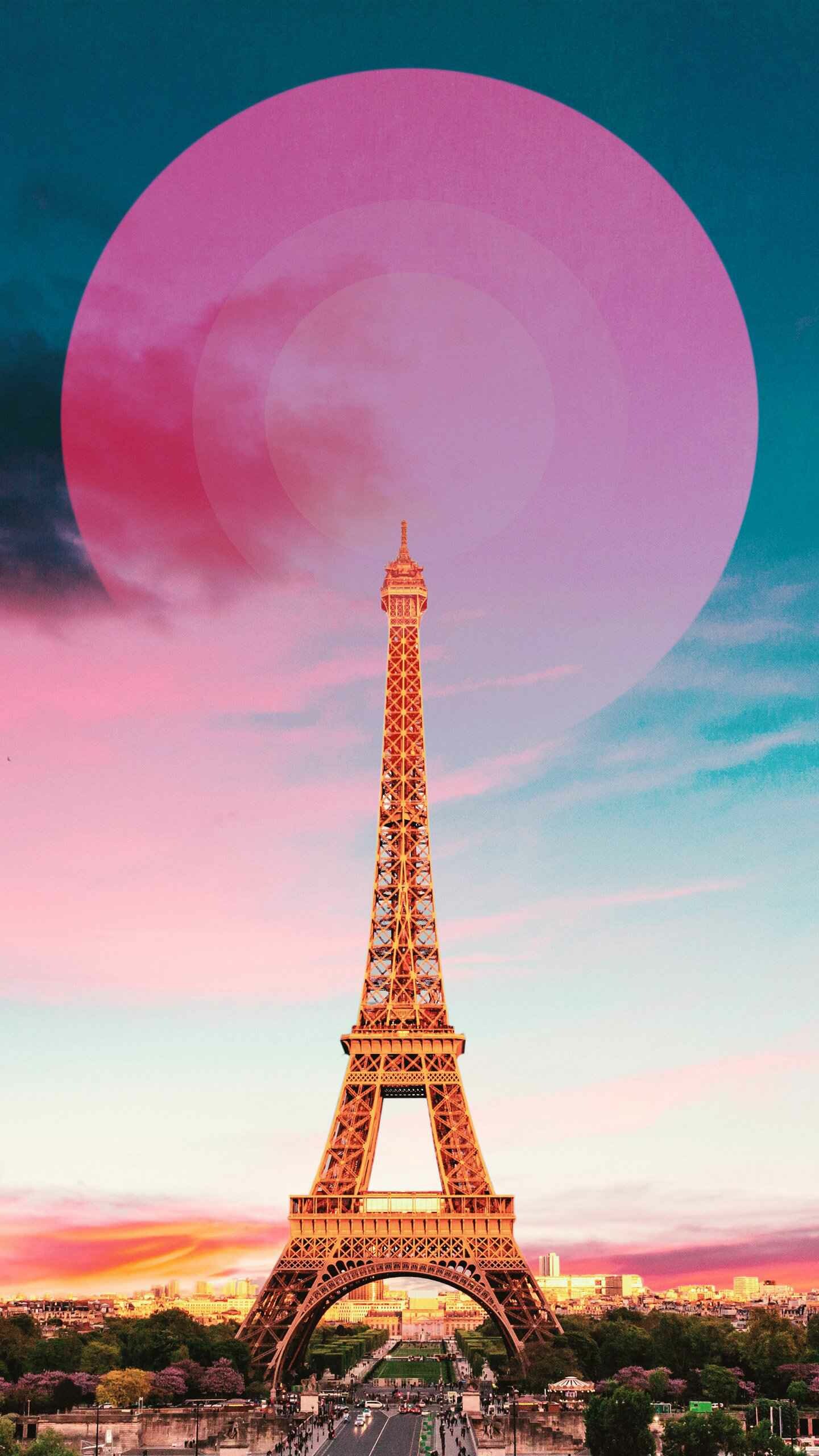 Eiffel Tower: The tallest structure in Paris, Champ de Mars. 1440x2560 HD Background.