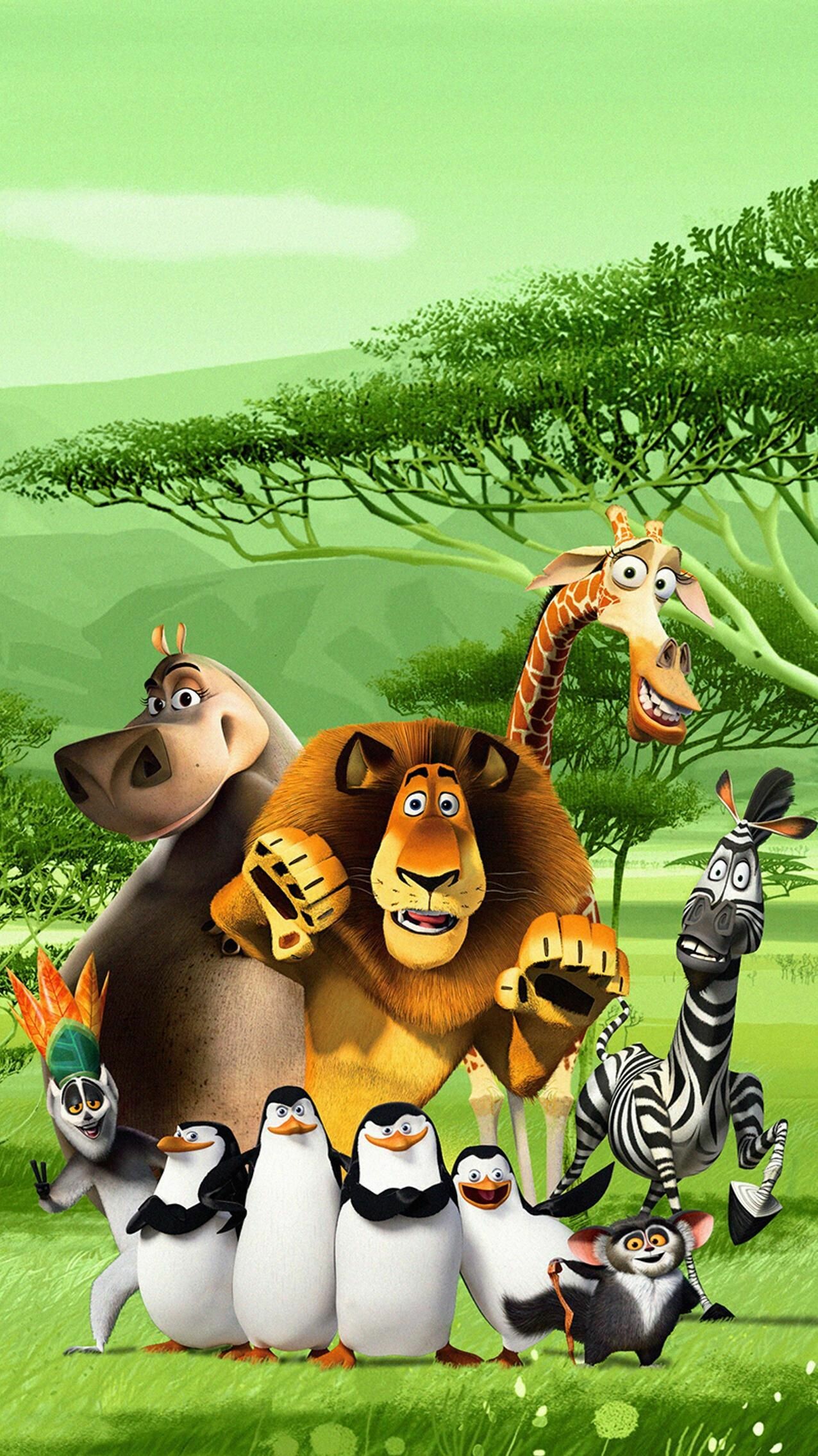 Madagascar (Movie): A group of animals who have spent all their life in a New York zoo end up in the jungles. 1280x2270 HD Wallpaper.