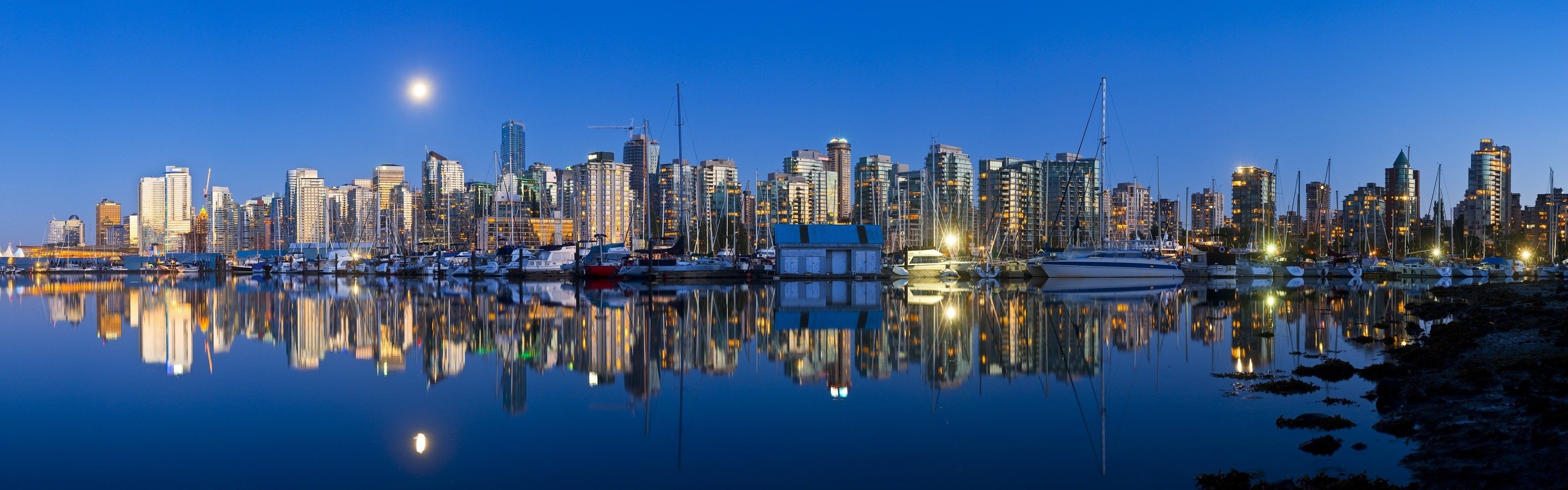 Vancouver Skyline, Travels, Beach wallpapers, Top free, 3840x1200 Dual Screen Desktop