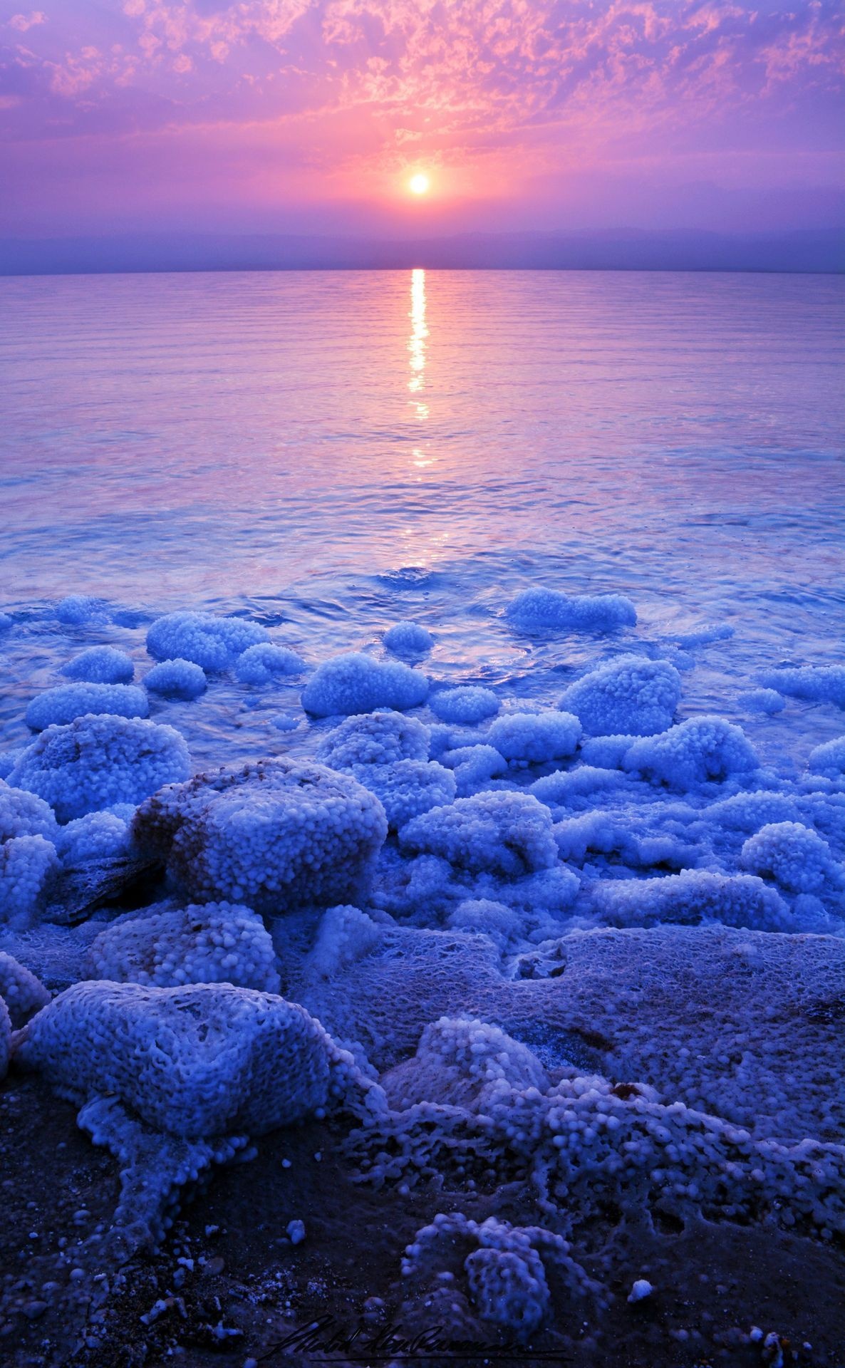 Dead Sea, Mesmerizing sunset, Sea horizon, Israel, 1190x1920 HD Phone