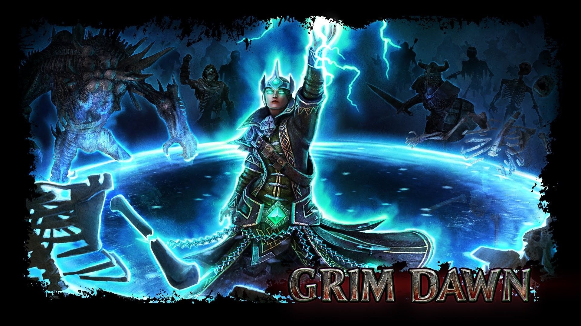 Grim Dawn: The characters of an ARPG video game, The Aetherials, The Chthonians, The humans. 1920x1080 Full HD Background.