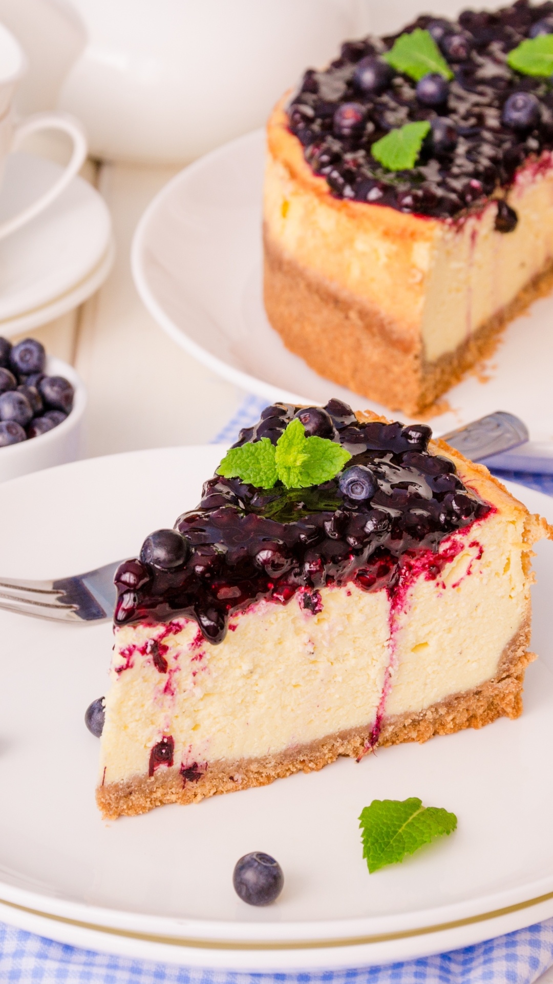 Cheesecake: Uses a cream cheese base, sometimes with the addition of sour cream or heavy cream. 1080x1920 Full HD Background.