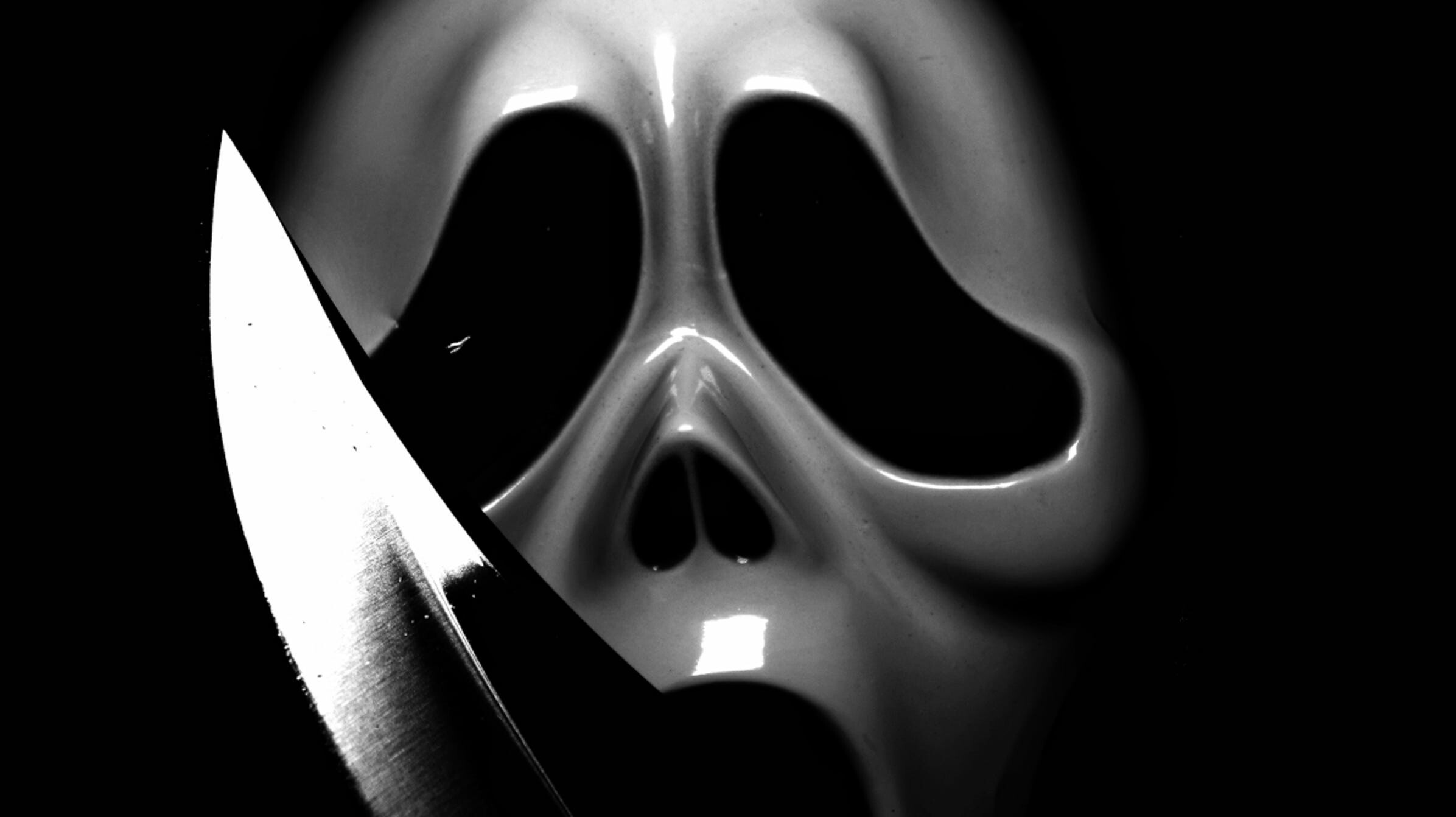 Scream (2022): The film stars Neve Campbell, David Arquette, and Courteney Cox reprising their roles. 2400x1350 HD Background.