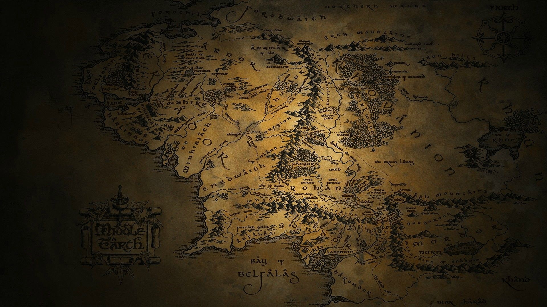 Lord of the Rings Map, Wallpaper, 1920x1080 Full HD Desktop