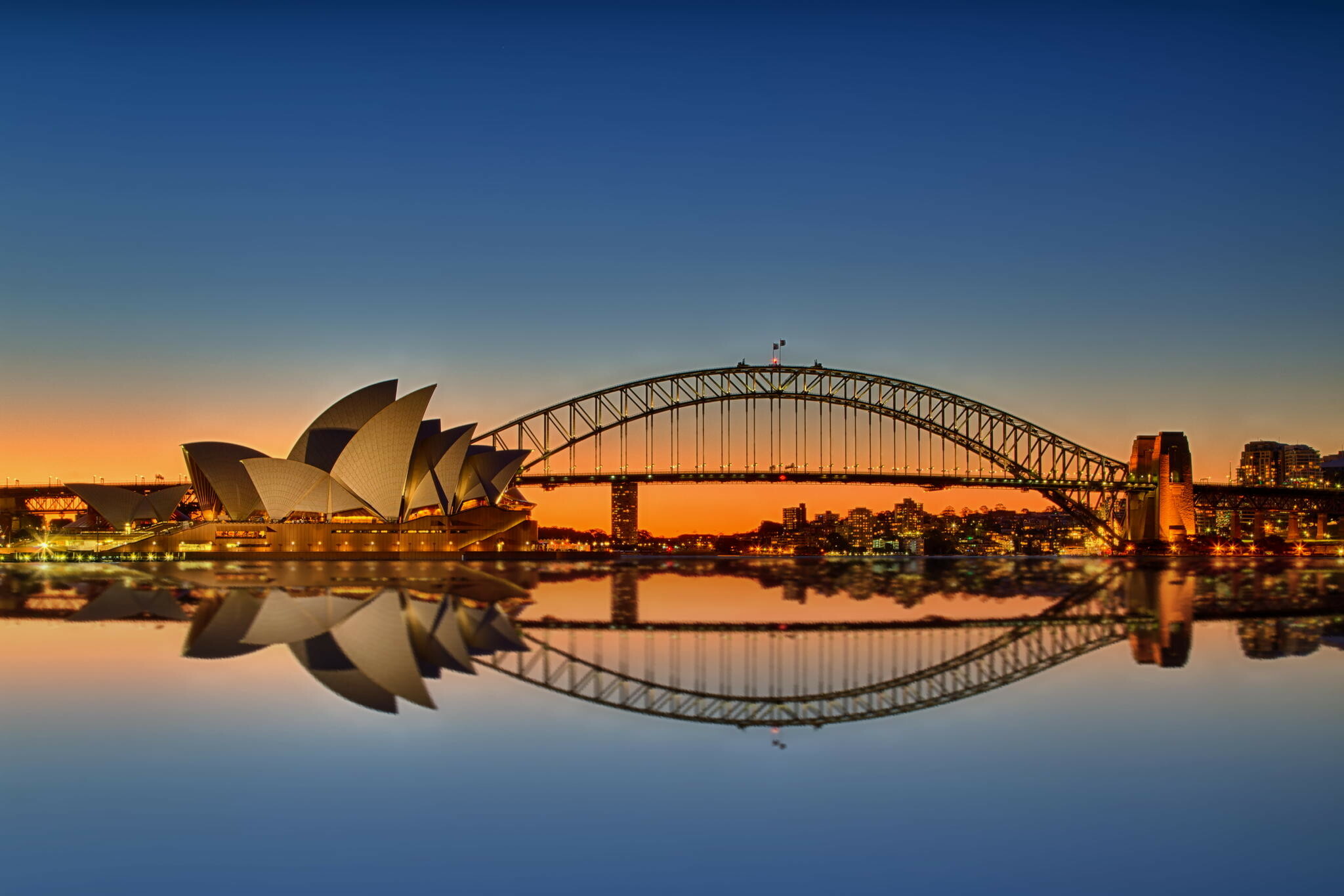 Australia: Sydney Harbor Bridge, steel-arch bridge across Sydney Harbor, Port Jackson. 2050x1370 HD Background.