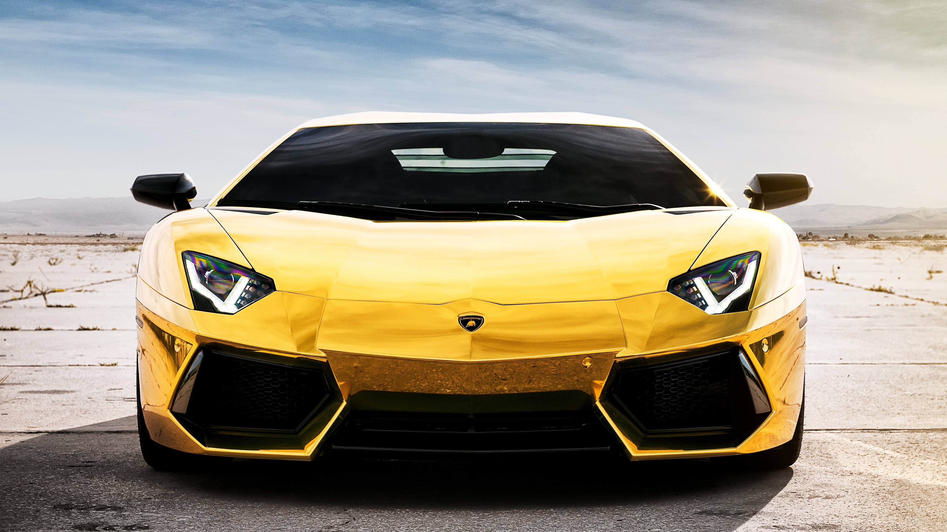 Lamborghini aventador lp, Gold finish, Eye-catching design, Desktop wallpaper, 3840x2160 4K Desktop