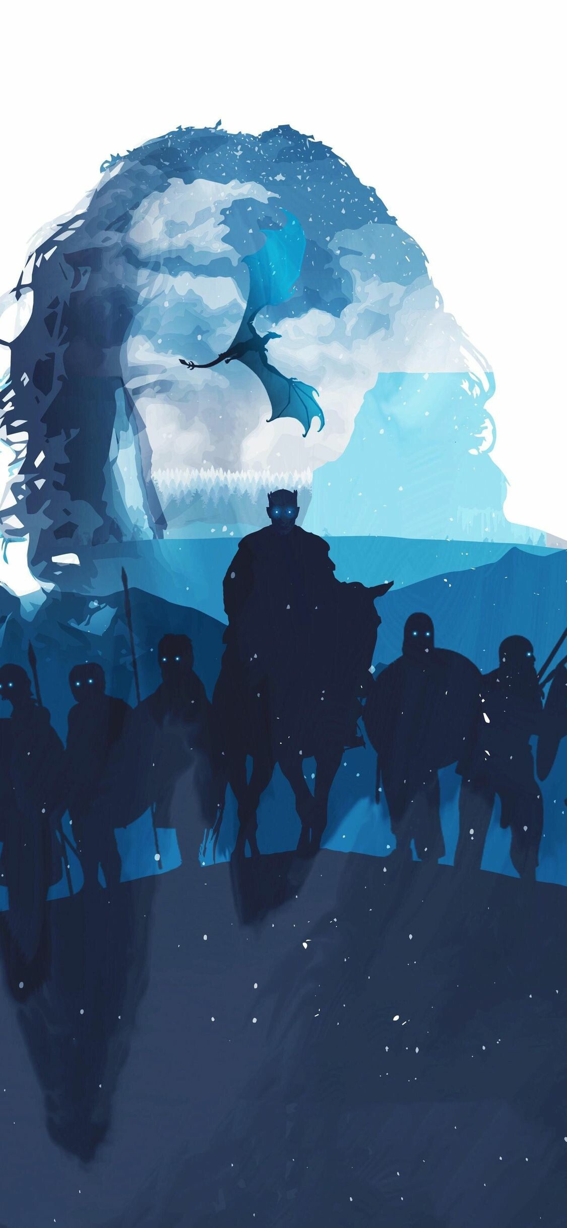 Game of Thrones: Night King, White Walkers, Jon Snow. 1130x2440 HD Wallpaper.