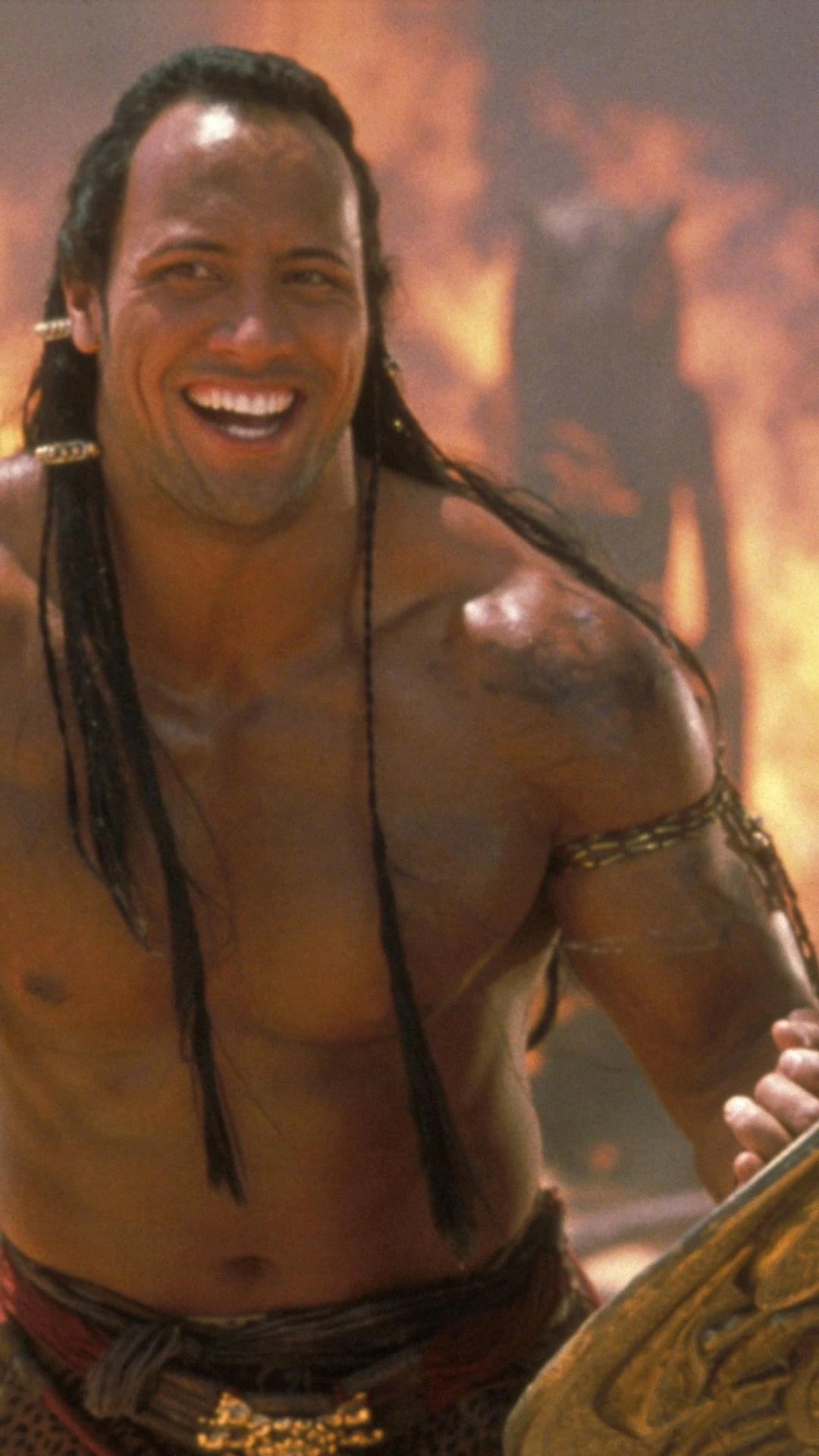 Dwayne Johnson (The Scorpion King): Born in Akkad to Ashur, a member of the elite Black Scorpions who was the best soldiers of the Emperor of Akkad. 1080x1920 Full HD Wallpaper.