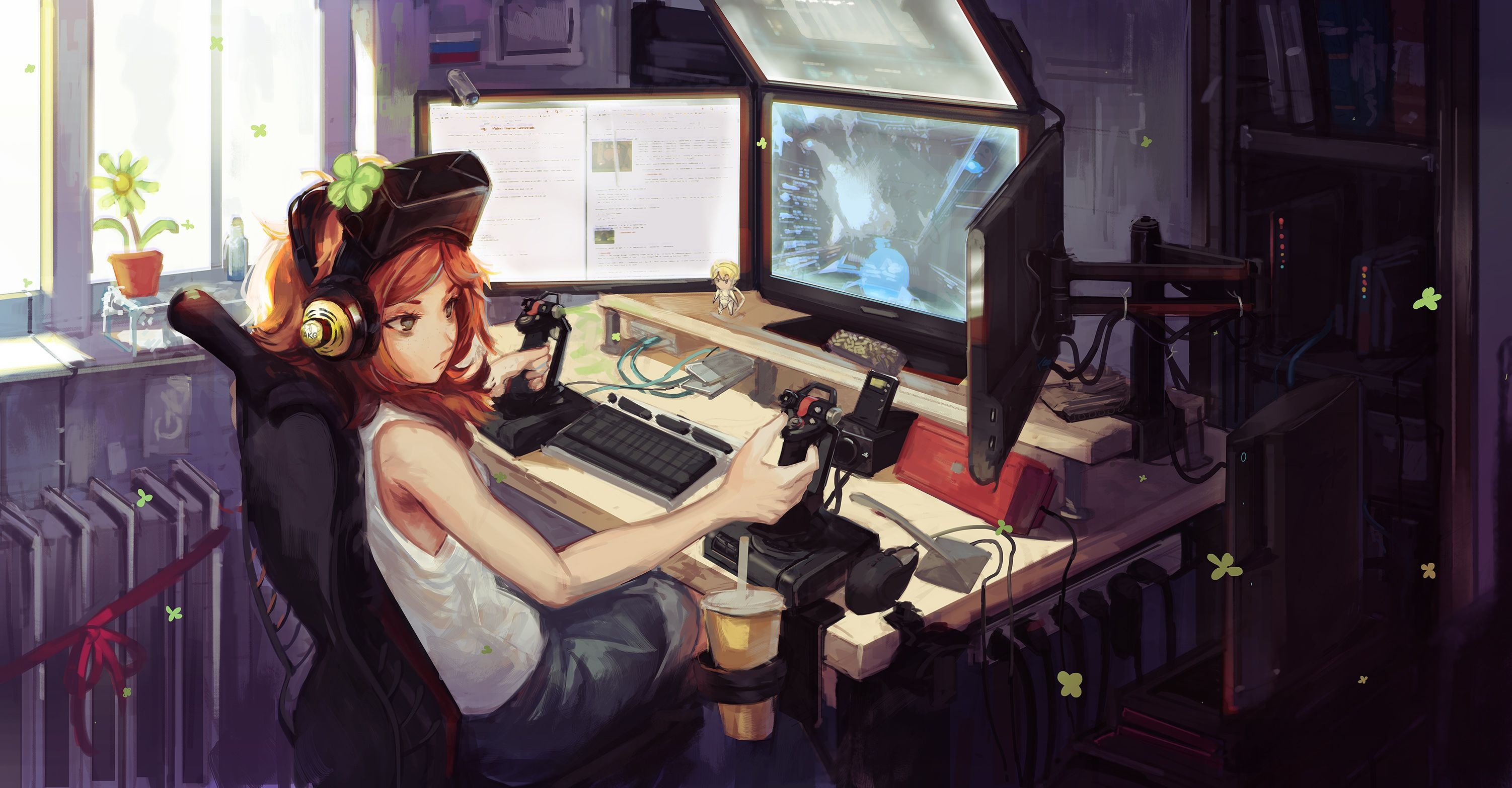 Gamer Girl, Artistic portrayal, Gaming enthusiasts, Female gamers, 3010x1570 HD Desktop