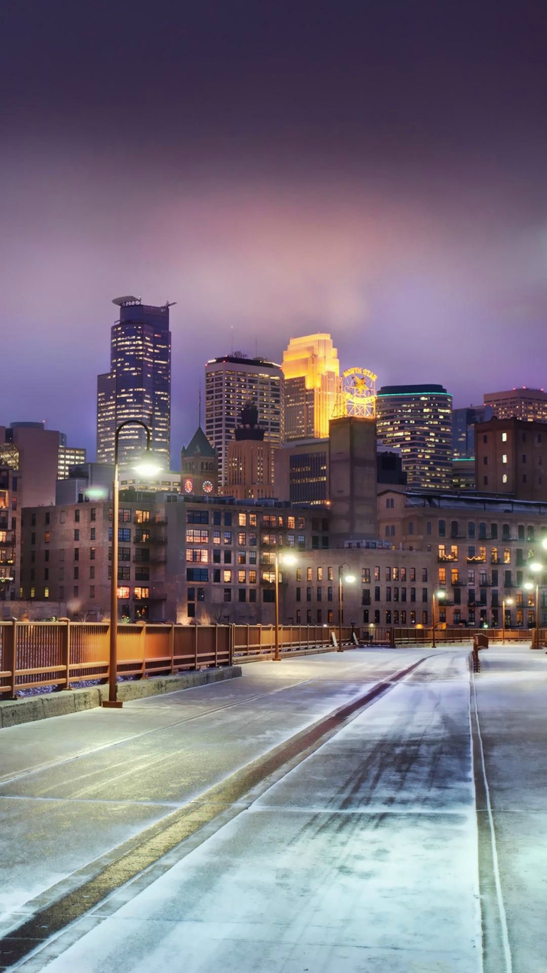 Minneapolis Skyline, Street lights, Minnesota, iPhone 6 Plus, 1080x1920 Full HD Handy