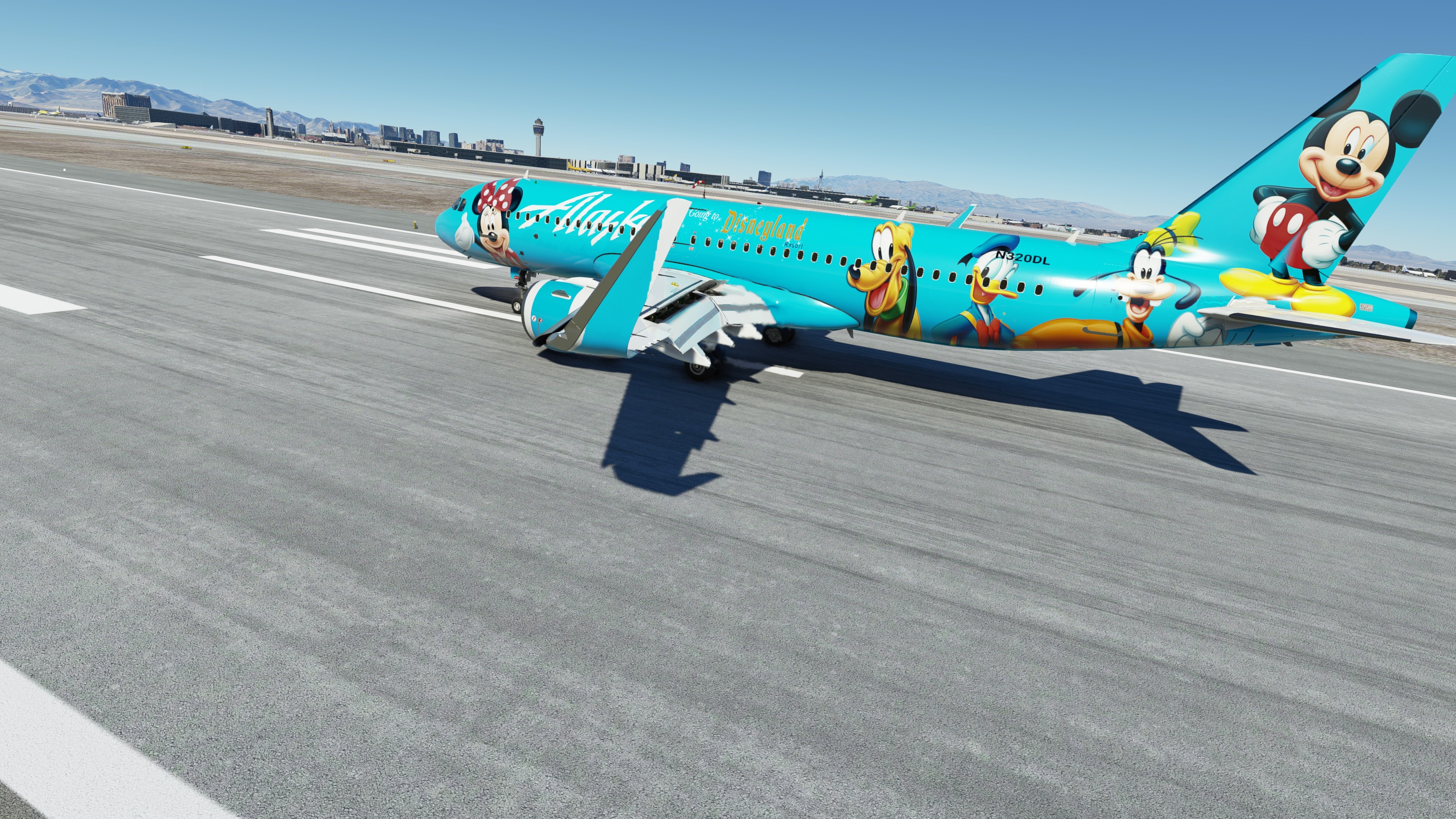 Alaska Airlines, Disneyland, KLAX to KLAS, Avsim screen shots, 3840x2160 4K Desktop
