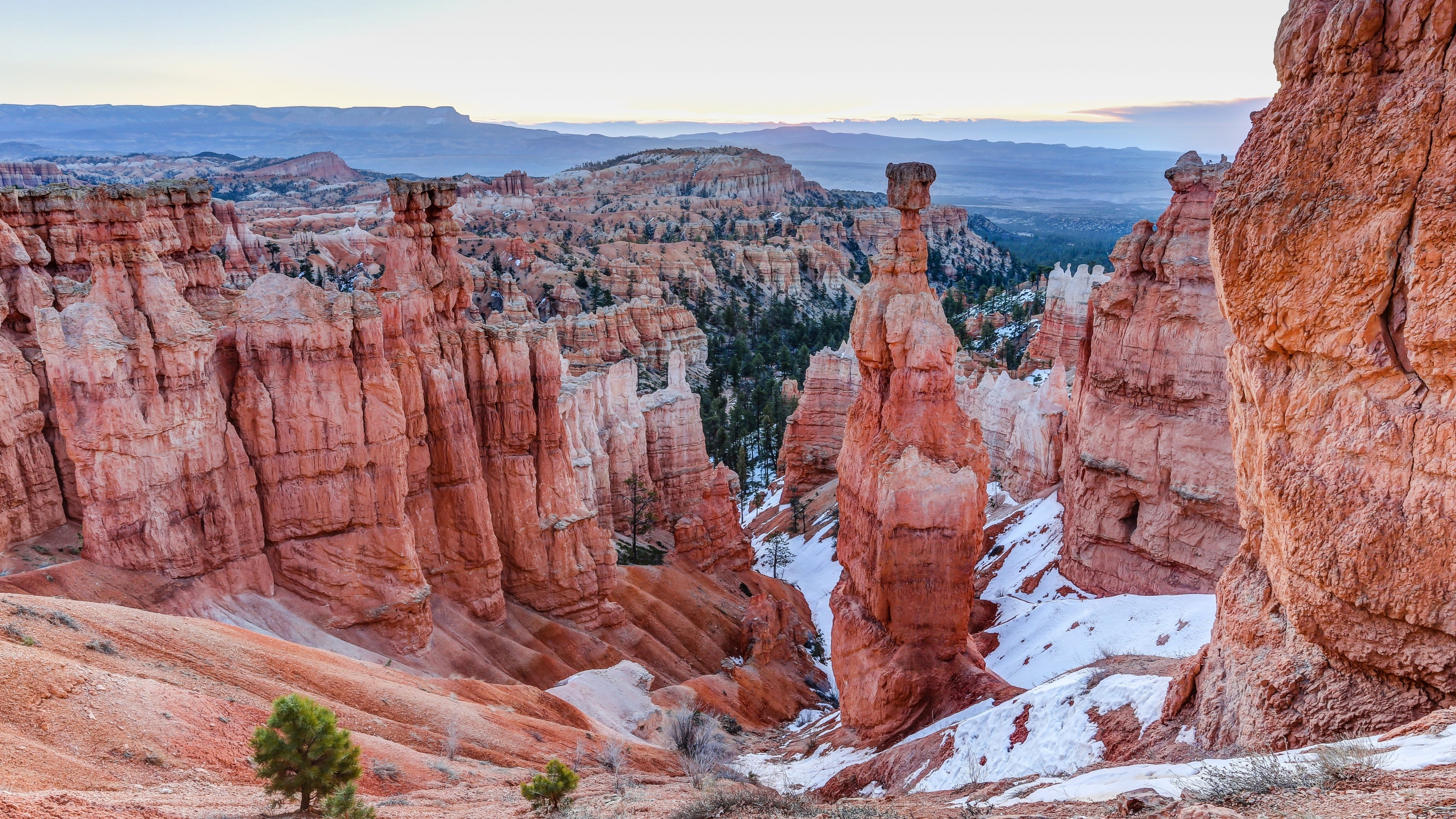 Cliff snow hill, UHD TV wallpapers, Bryce Canyon, Nature beauty, 3840x2160 4K Desktop