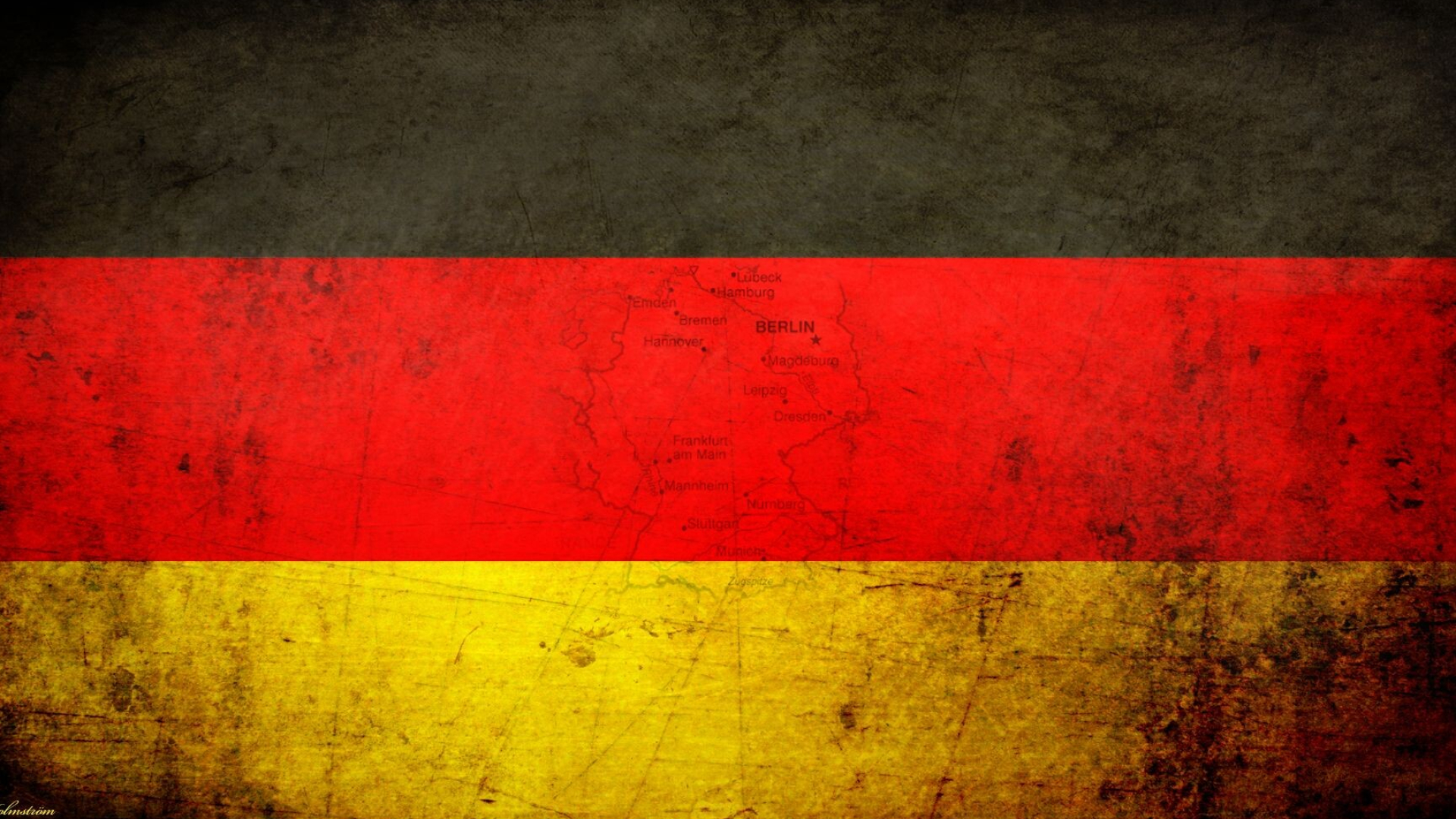 Flag of Germany: Co-founding country of the Eurozone, NATO member, Frank-Walter Steinmeier, Parliamentary republic. 1920x1080 Full HD Wallpaper.