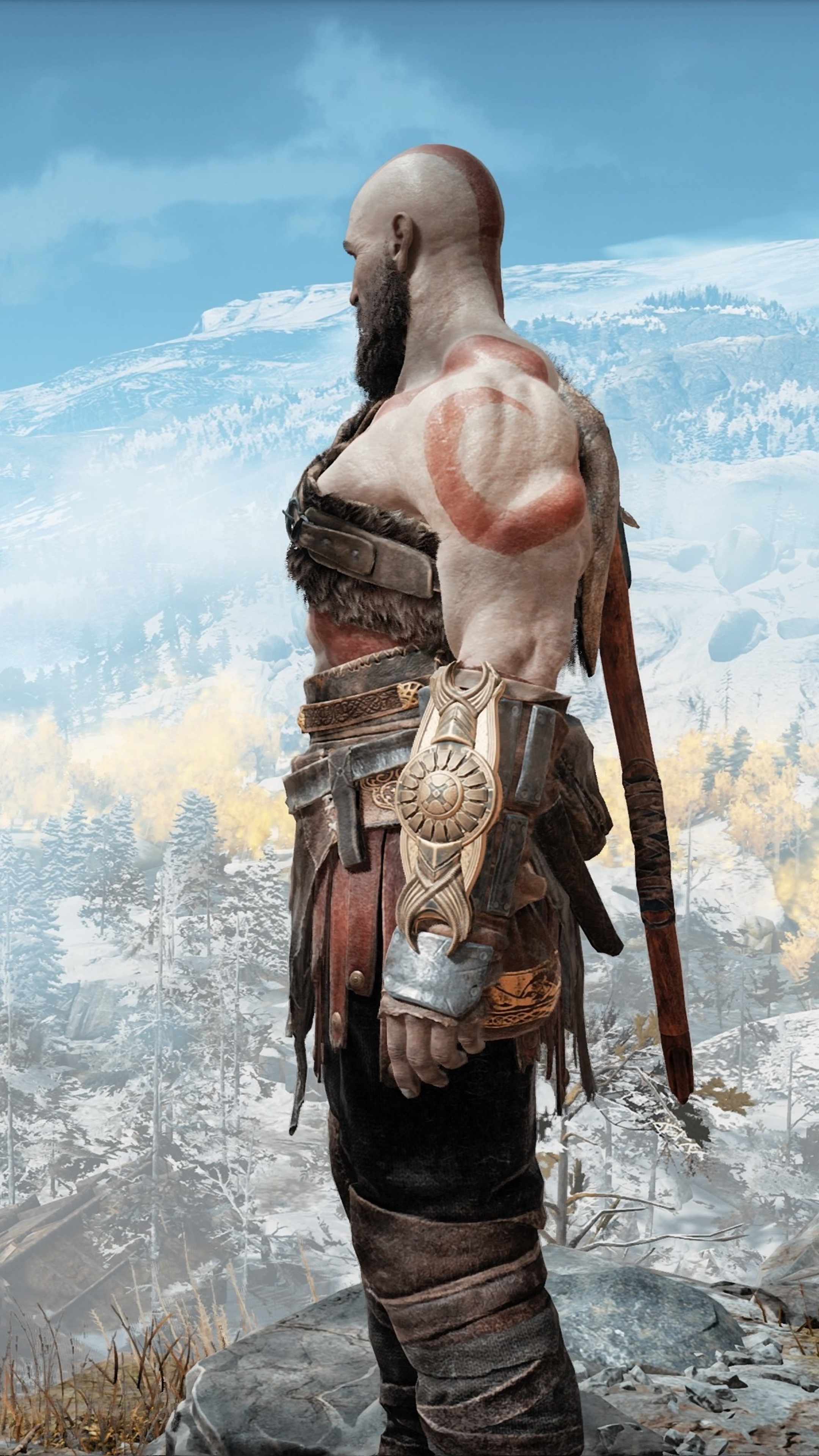 God of War 4, Kratos and Atreus, Dynamic duo, 4K gaming visuals, 2160x3840 4K Handy