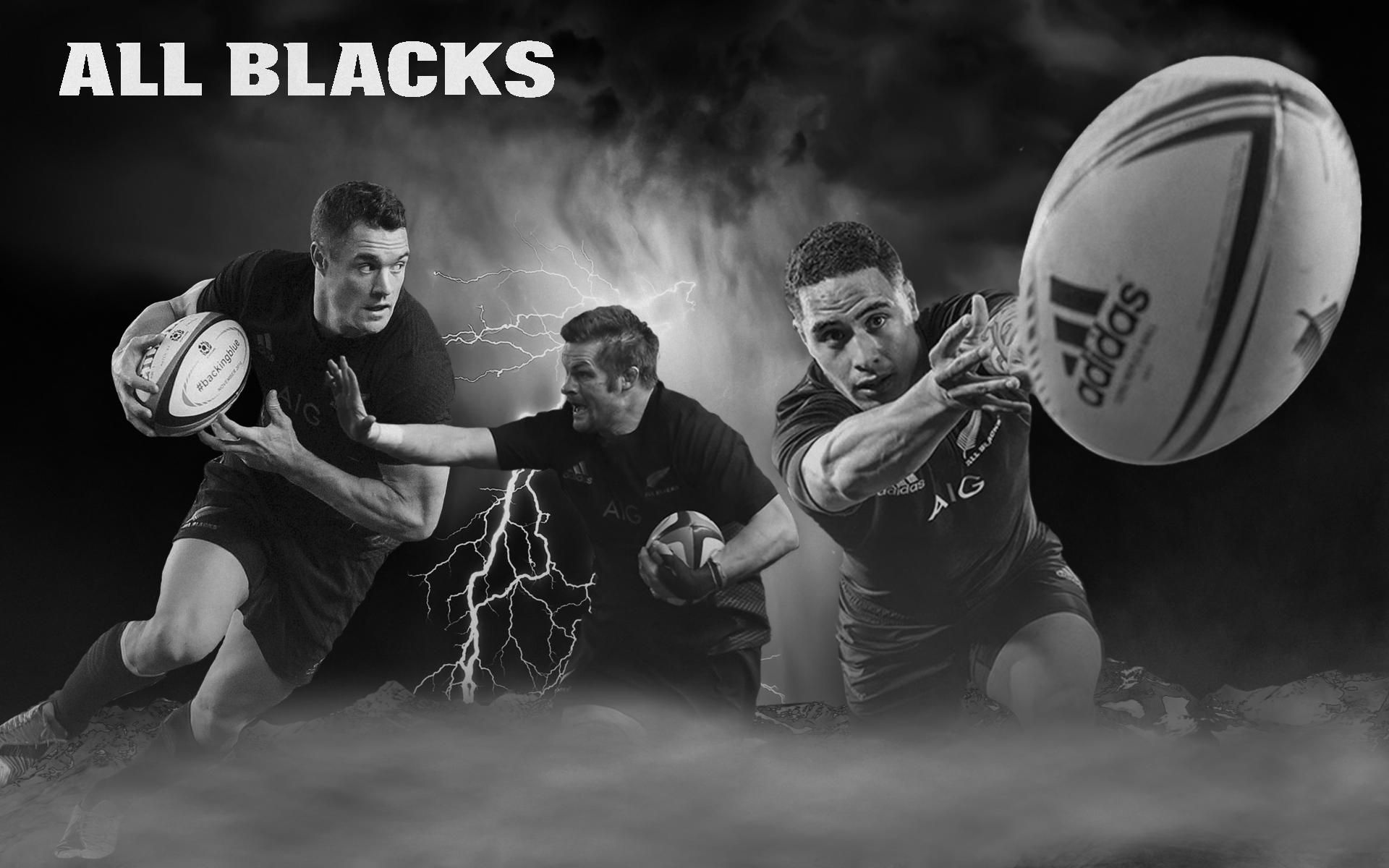Rugby League: The All Blacks - The New Zealand national union team, Monochrome fan art. 1920x1200 HD Wallpaper.