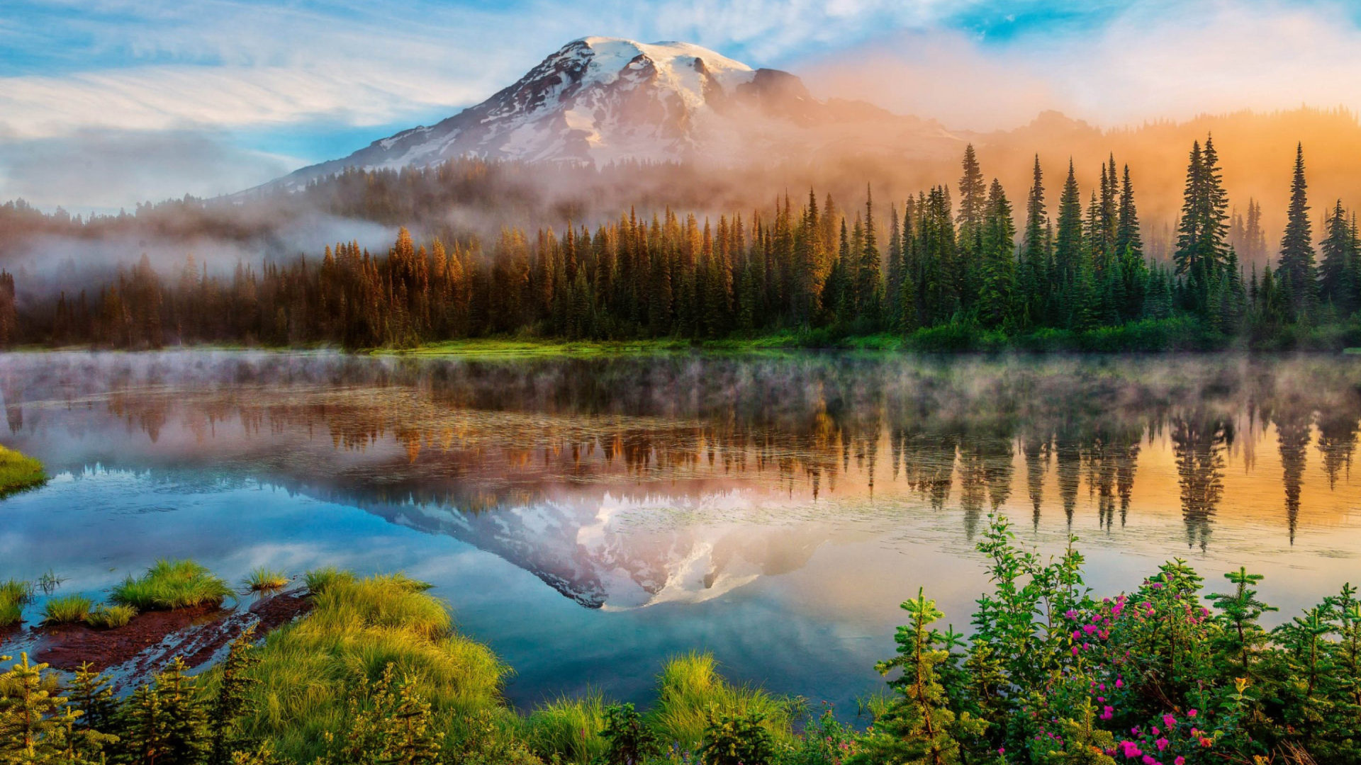 Mount Rainier National Park trails, Desktop wallpaper, HD wide, Scenic beauty, 1920x1080 Full HD Desktop