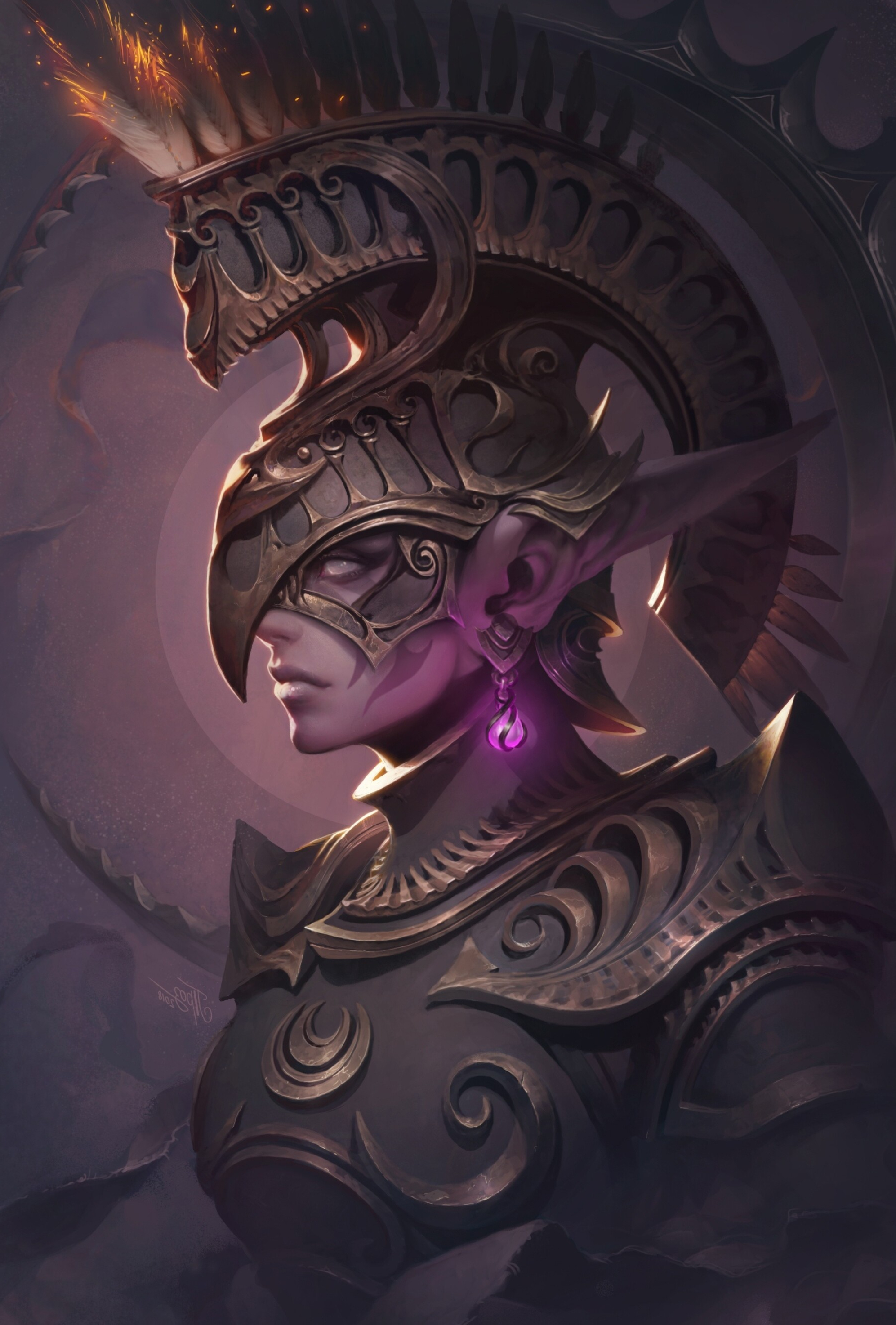 Artistic armor, Elven enchantress, Fantasy profile, Detailed portrait, 2000x2950 HD Phone