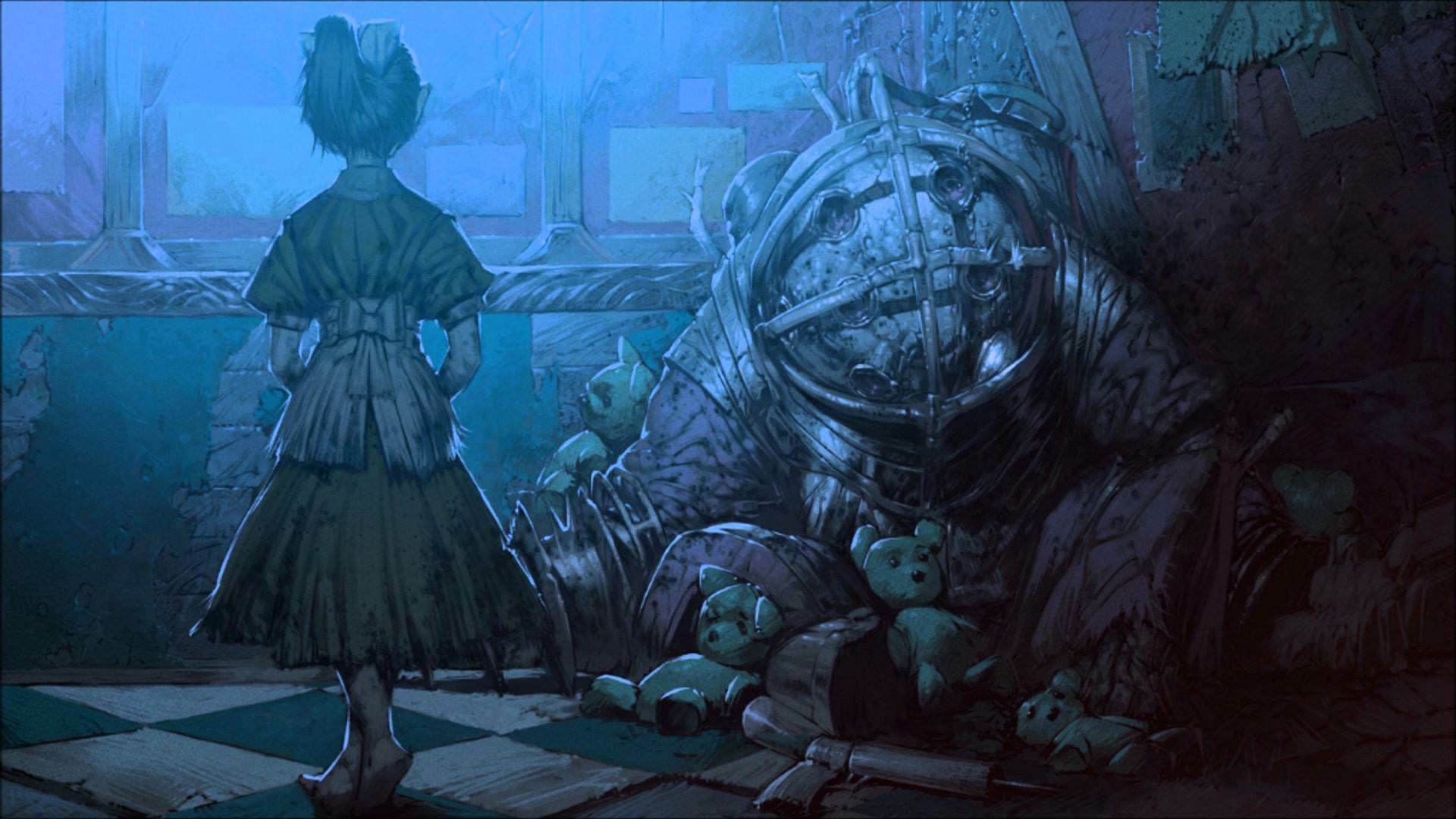 BioShock: A retro-futuristic game, First-person shooting, Role-playing mechanics. 1920x1080 Full HD Background.