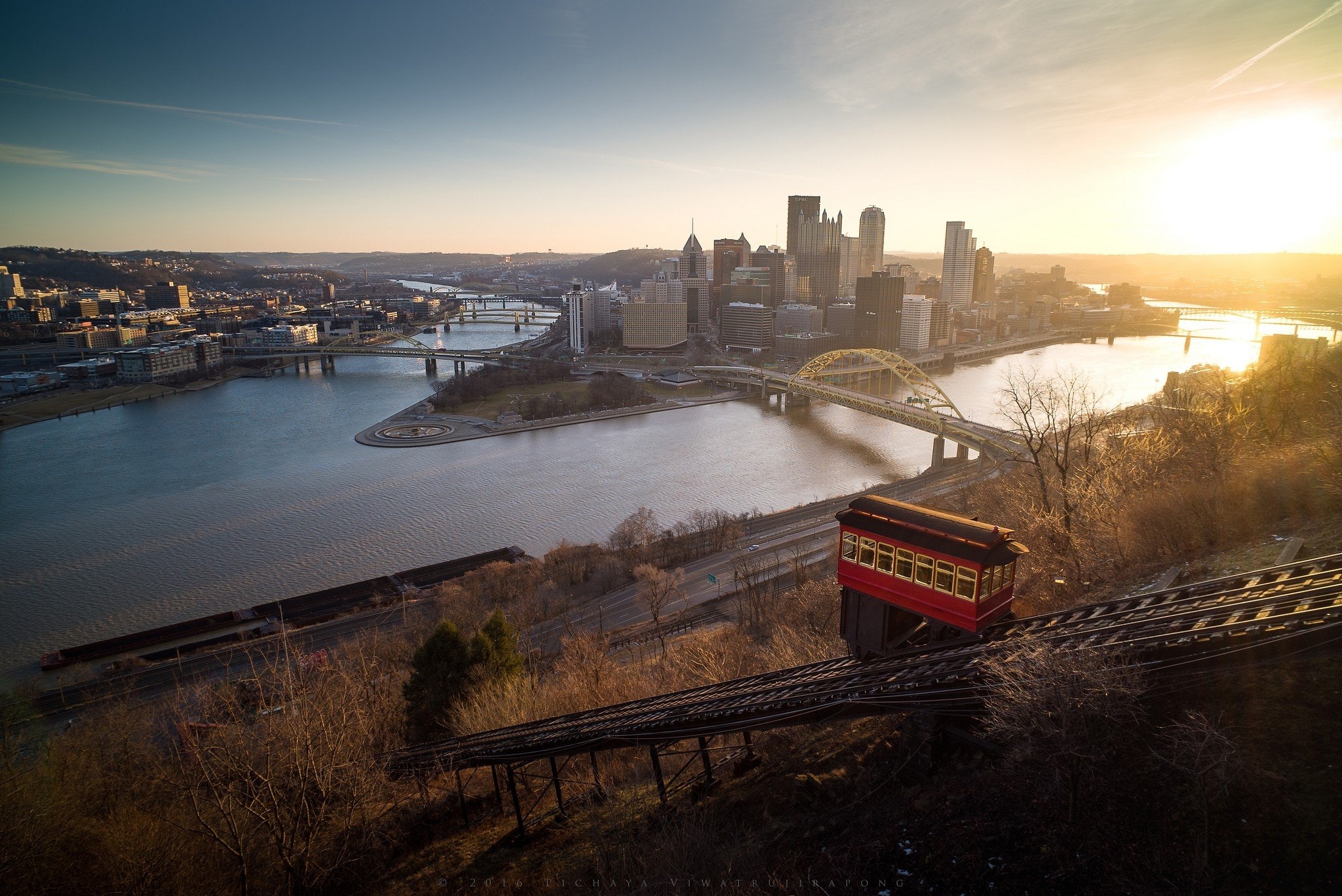 Cityscape of Pittsburgh, River view, Tram transportation, Urban vibes, 2050x1370 HD Desktop