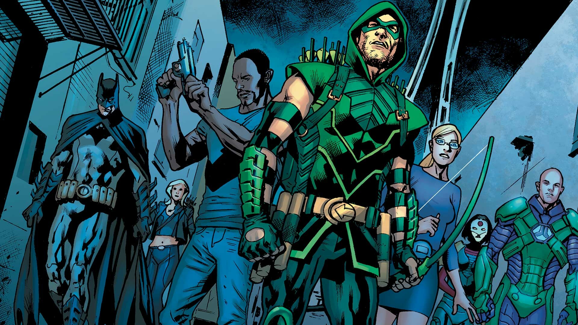 Green Arrow: The Robin Hood-like masked archer, Justice League. 1920x1080 Full HD Background.